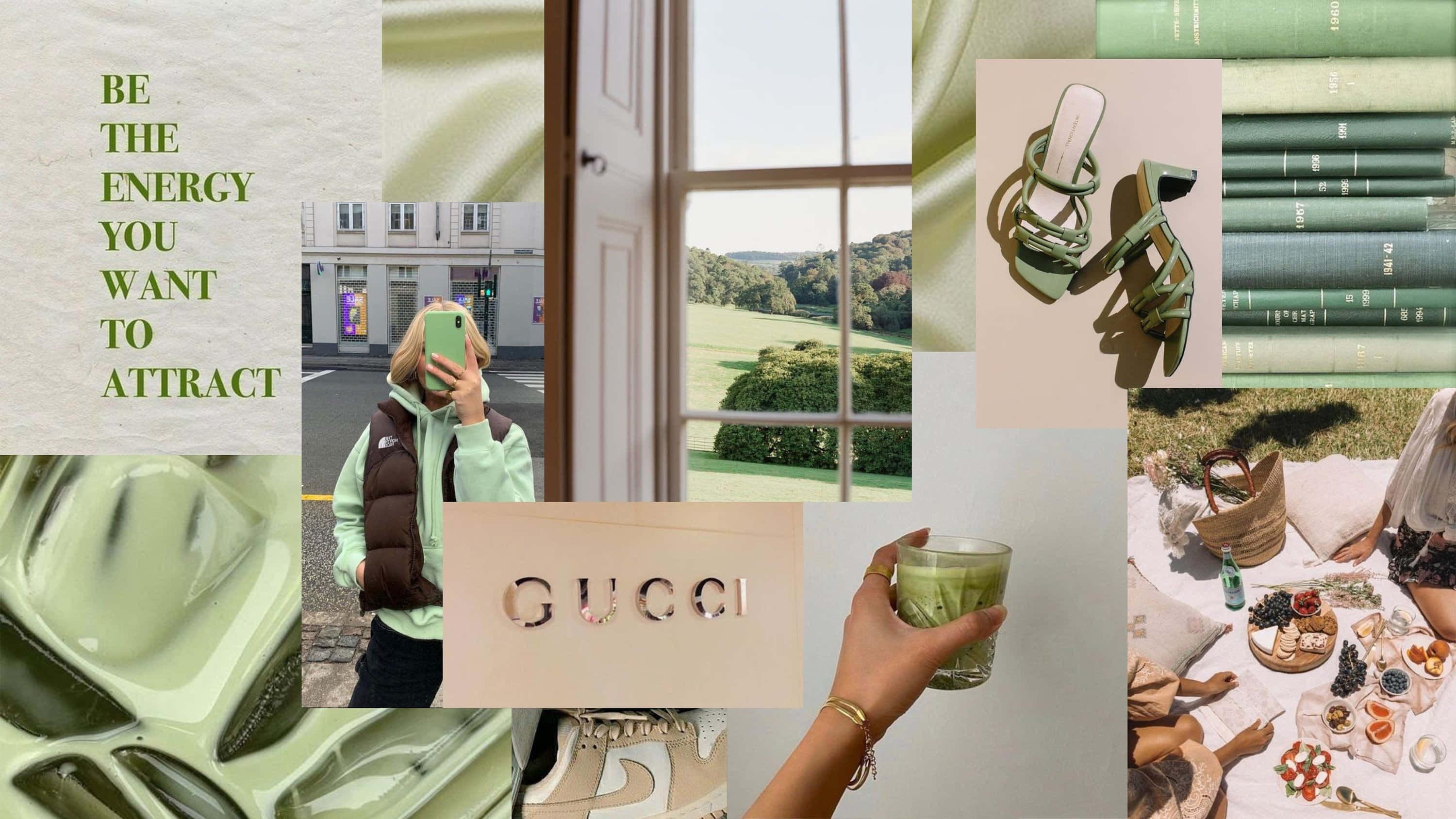 sage green, fashion accessories, luxury branding, 2K Desktop Wallpaper