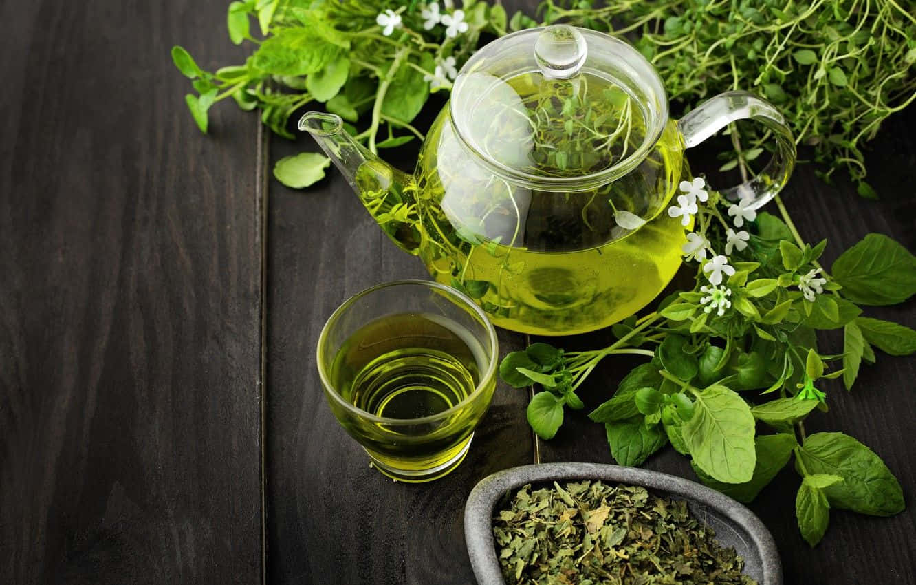 Matcha, glass teapot, cup, HD Desktop Wallpaper