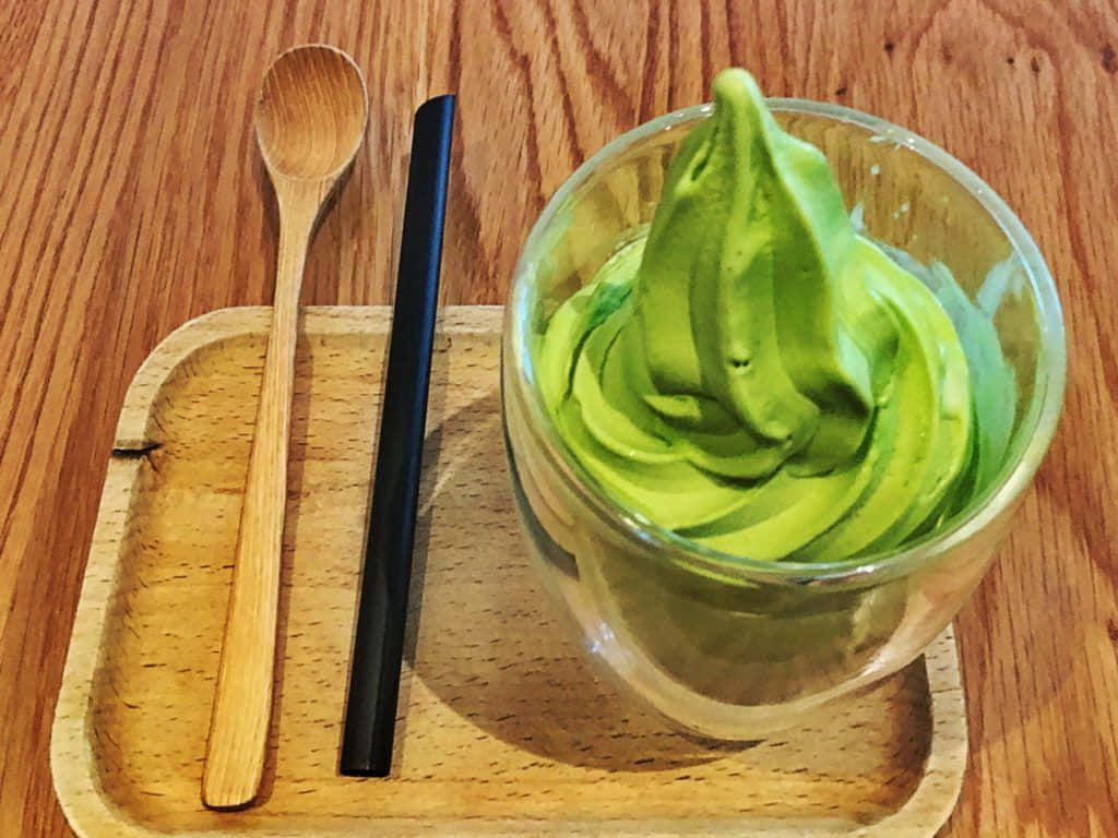 Matcha, glass cup, vibrant green matcha soft serve ice cream, SD Desktop Wallpaper