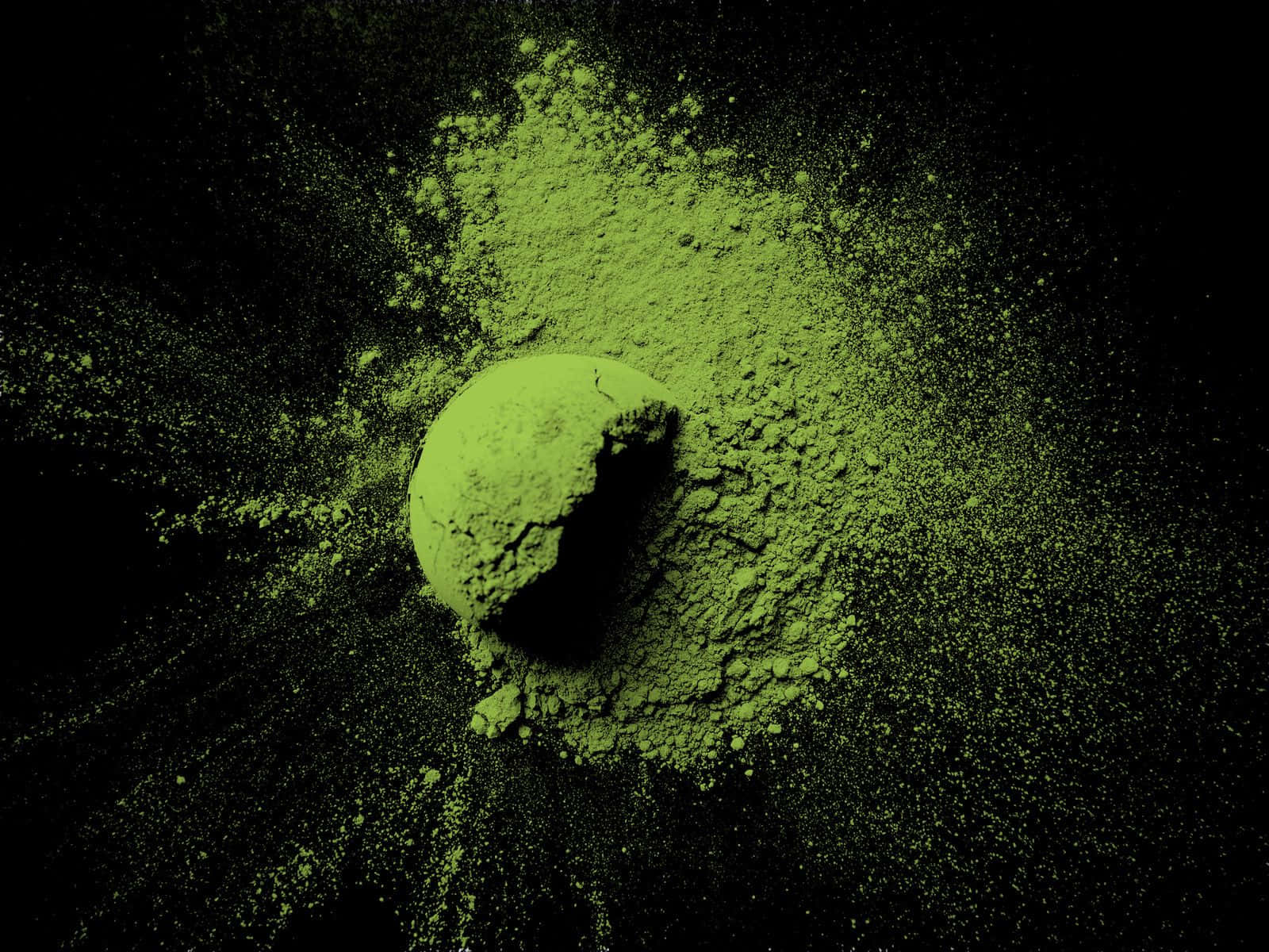 Matcha, vibrant green, black background, HD Desktop Wallpaper