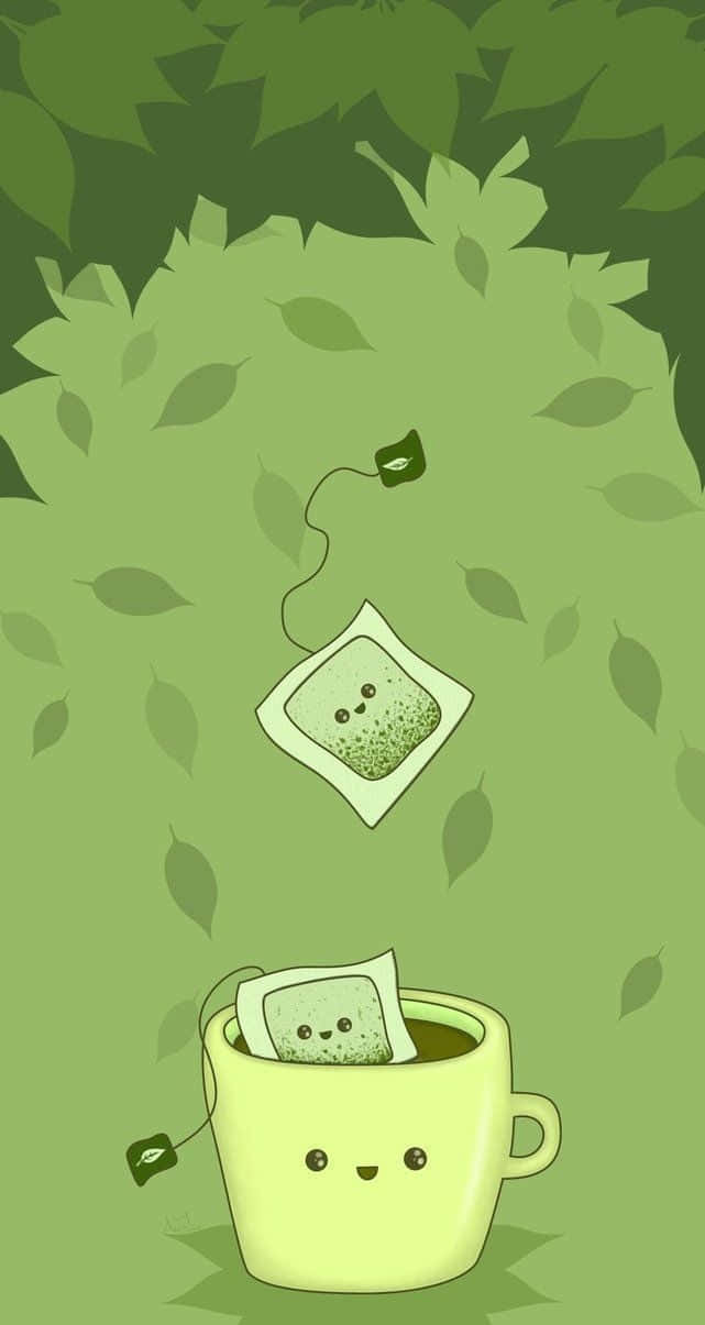Matcha 641 x 1205, vibrant green, kawaii tea bag, SD Phone Wallpaper