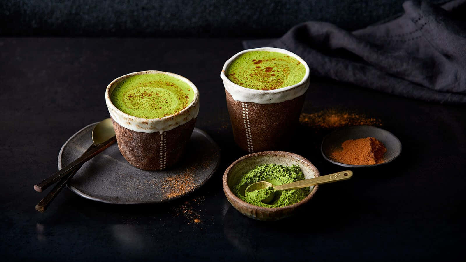 matcha, vibrant green matcha tea, rustic ceramic cups, HD Desktop Wallpaper