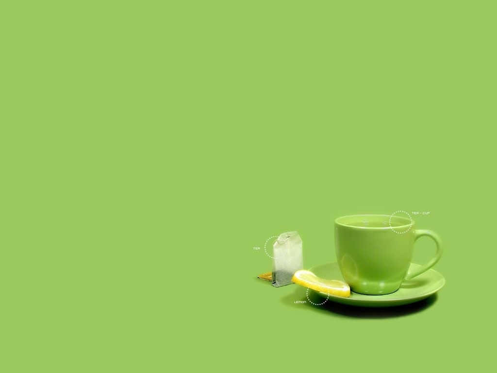 Matcha, green tea cup, lemon wedge, SD Desktop Wallpaper