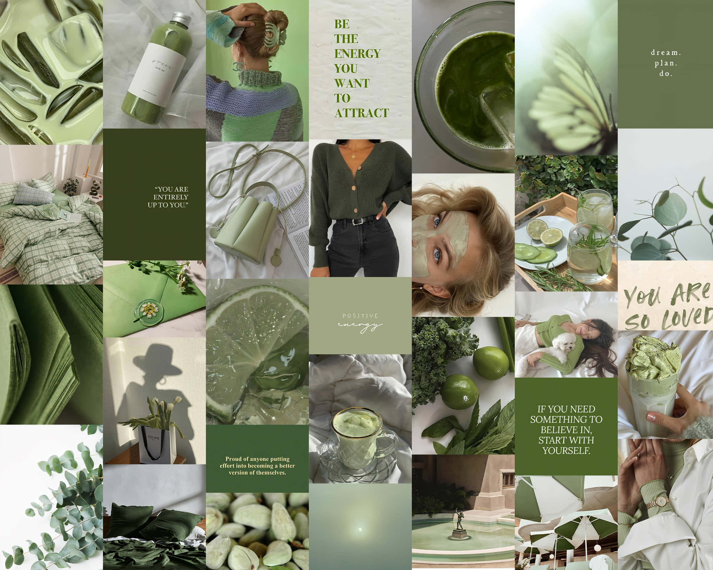 Matcha, green-toned, plants, Full HD Desktop Wallpaper