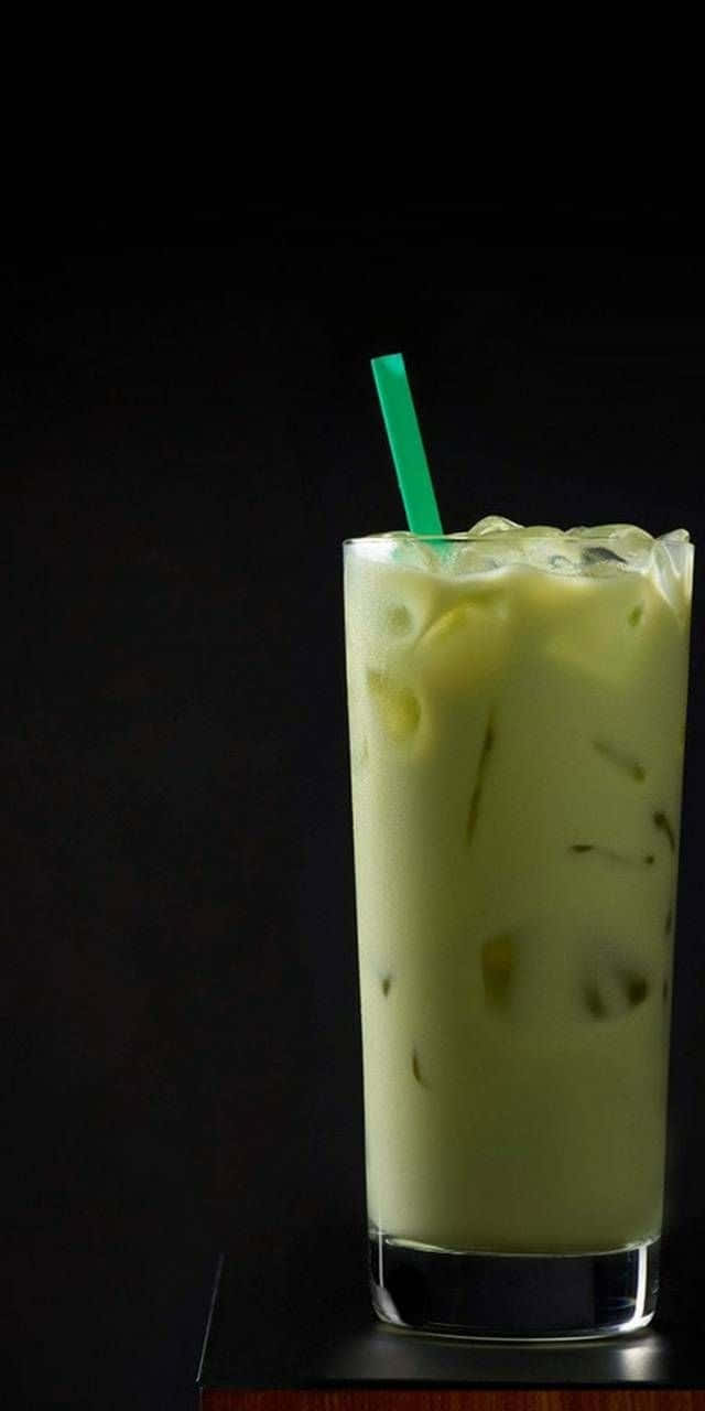 Matcha, iced matcha latte, green straw, HD Phone Wallpaper