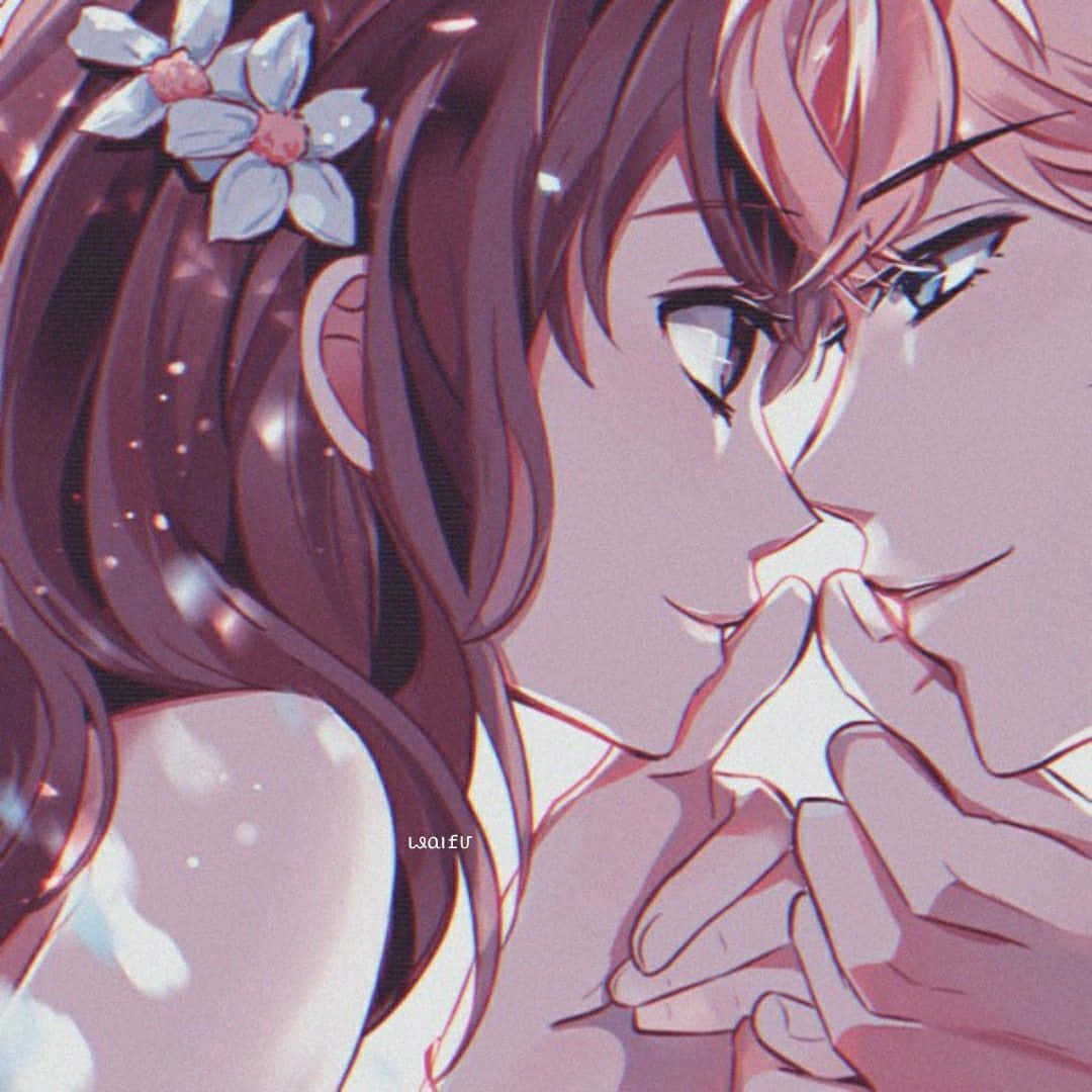 Matching Couple Pfp, thumb kiss, anime girl, SD Desktop Wallpaper