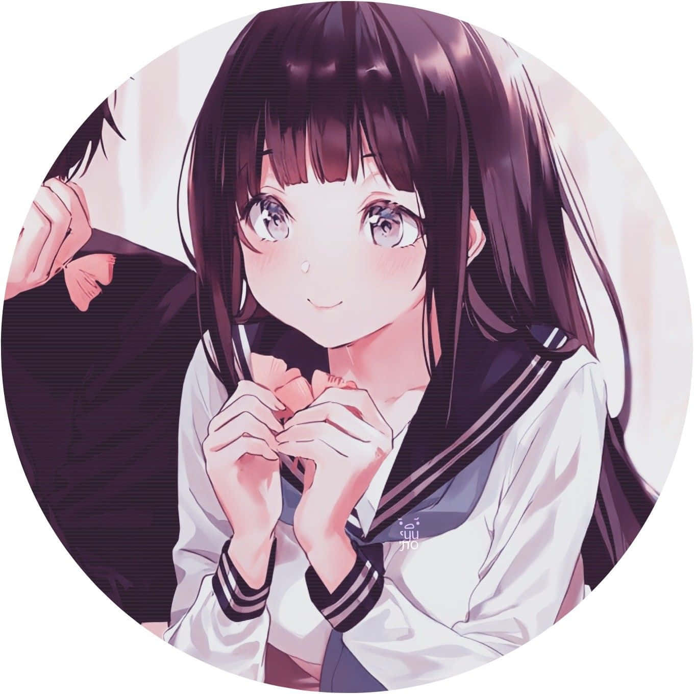 anime girl, sailor uniform, circular frame, HD Desktop Wallpaper