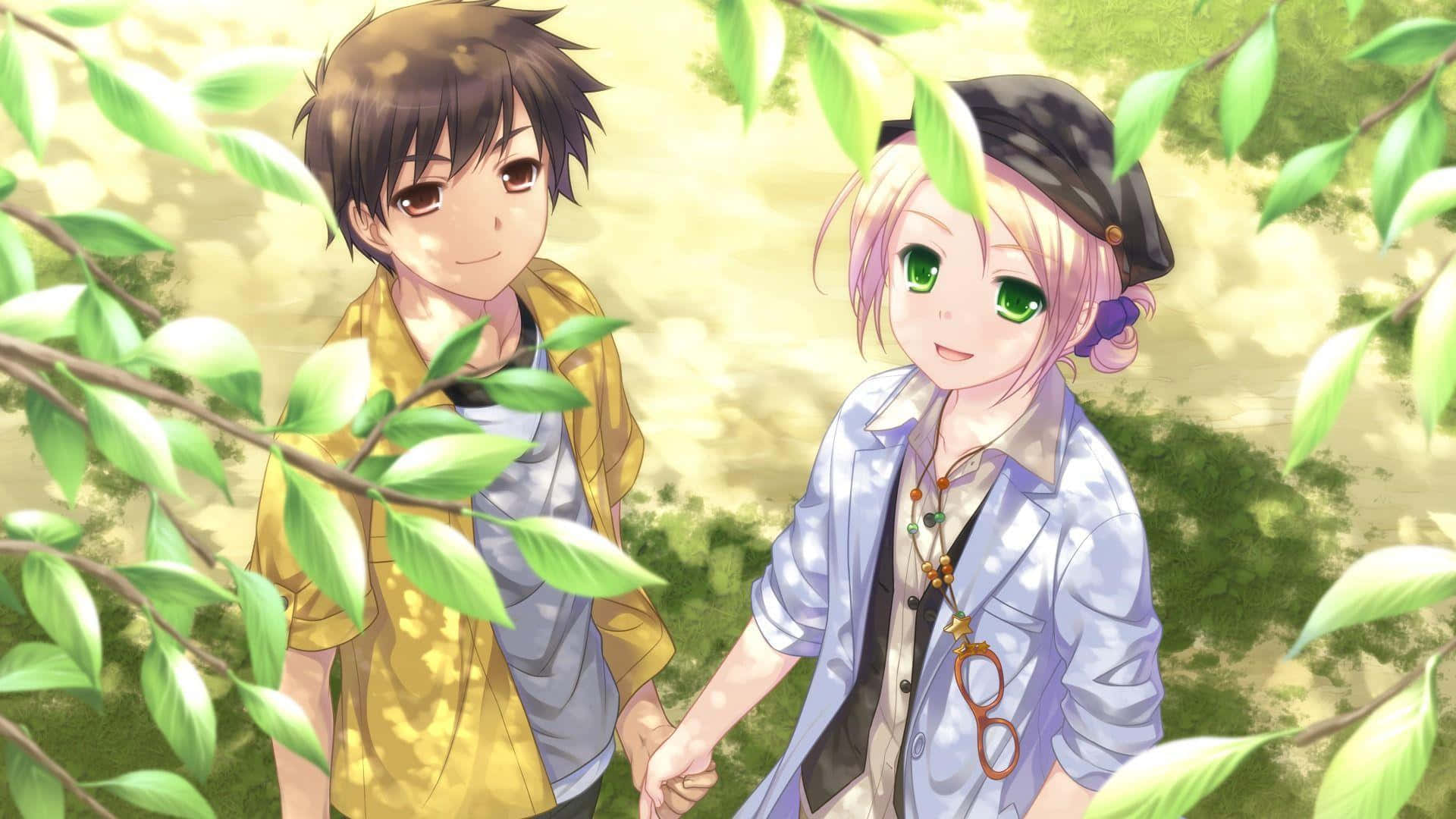 Matching Couple Pfp, anime teens, dappled sunlight, Full HD Desktop Wallpaper