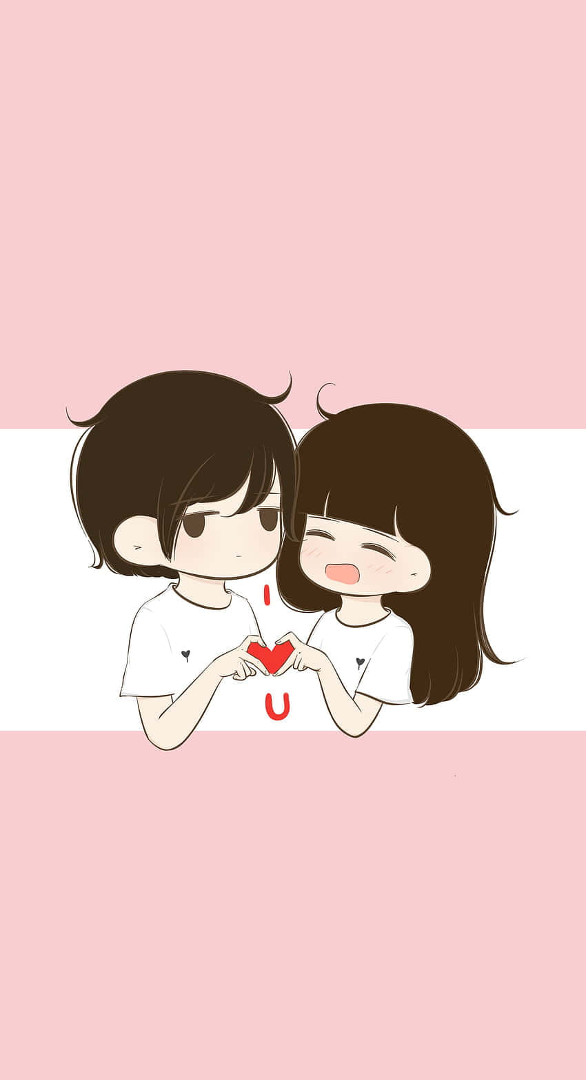 chibi couple, matching PFP Anime, heart with hands, HD Phone Wallpaper