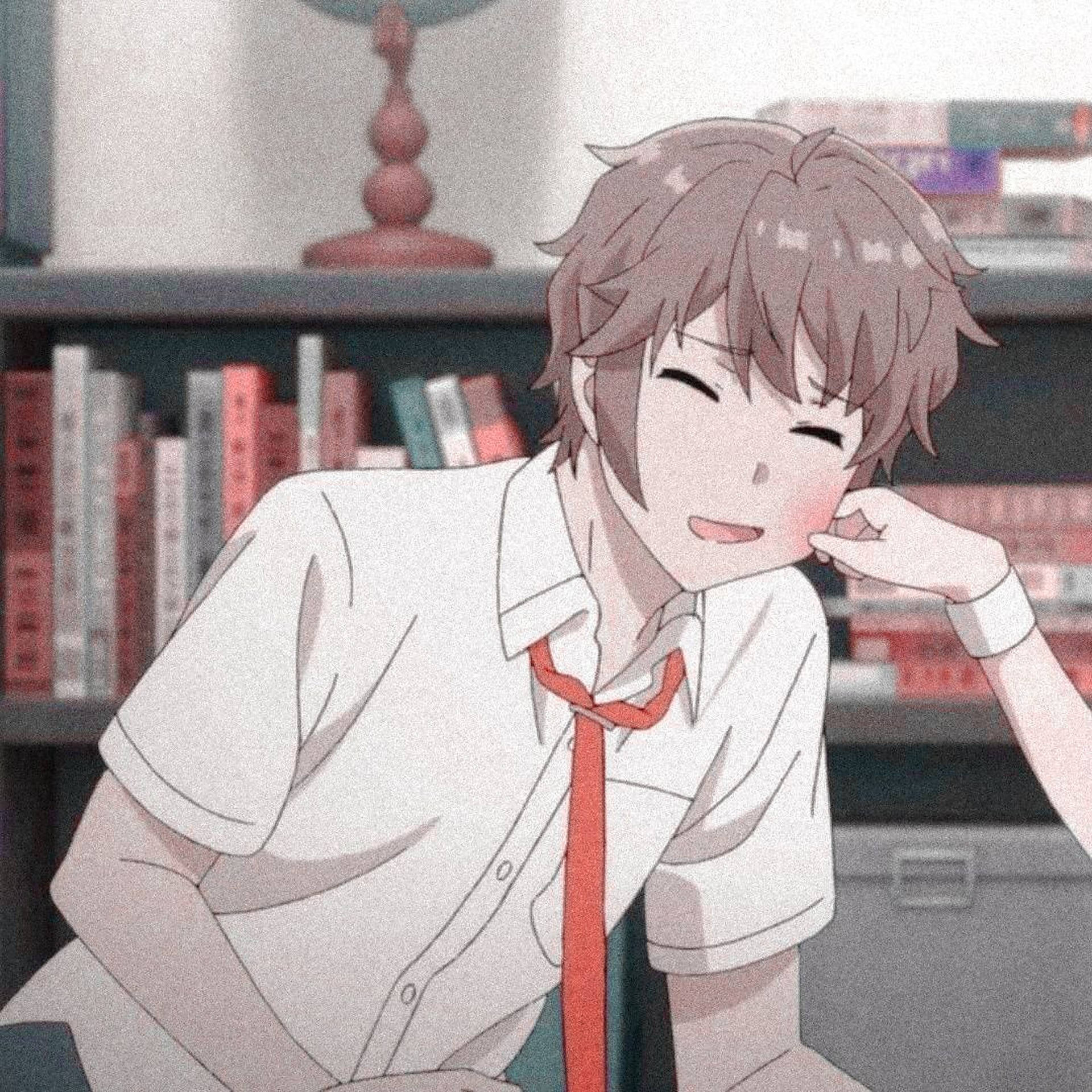 anime boy, brown hair, red tie, Full HD Desktop Wallpaper