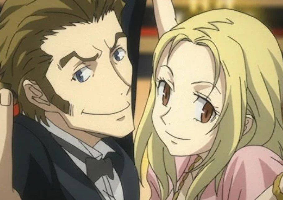anime, man in a tuxedo, blonde woman with cat ears, SD Desktop Wallpaper