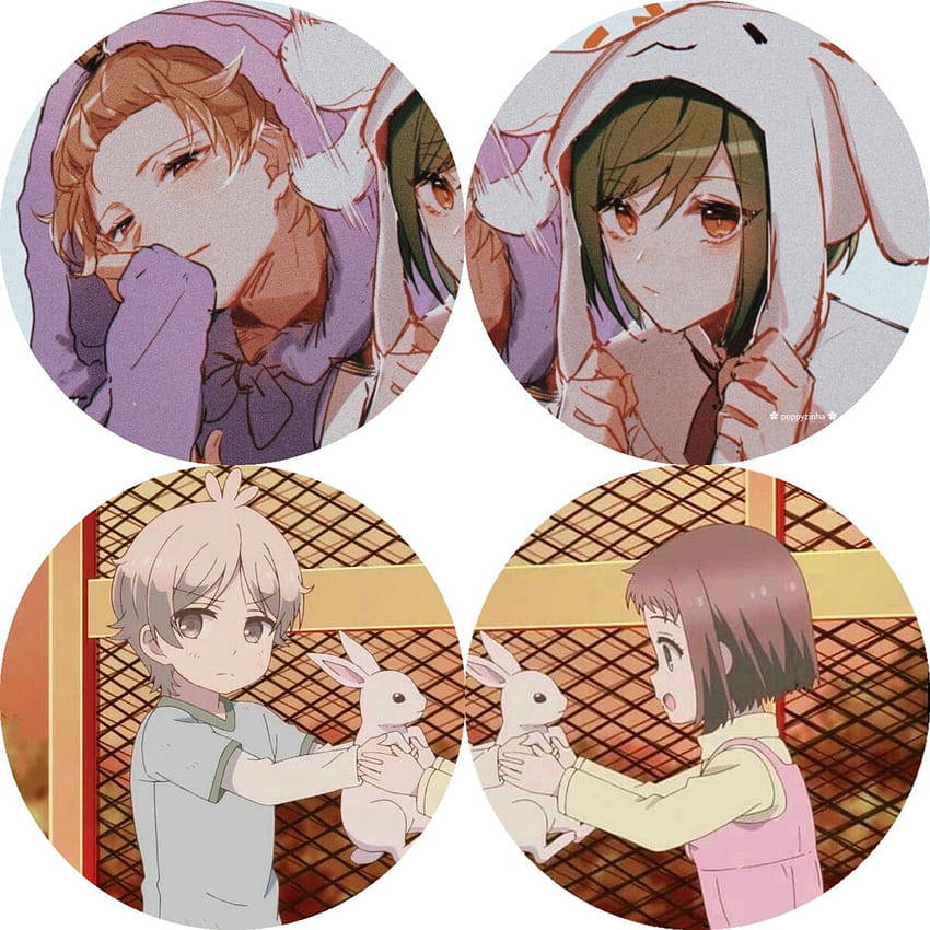 Matching Pfp For Friends Set, anime-style circular portraits, hoodies, SD Desktop Wallpaper
