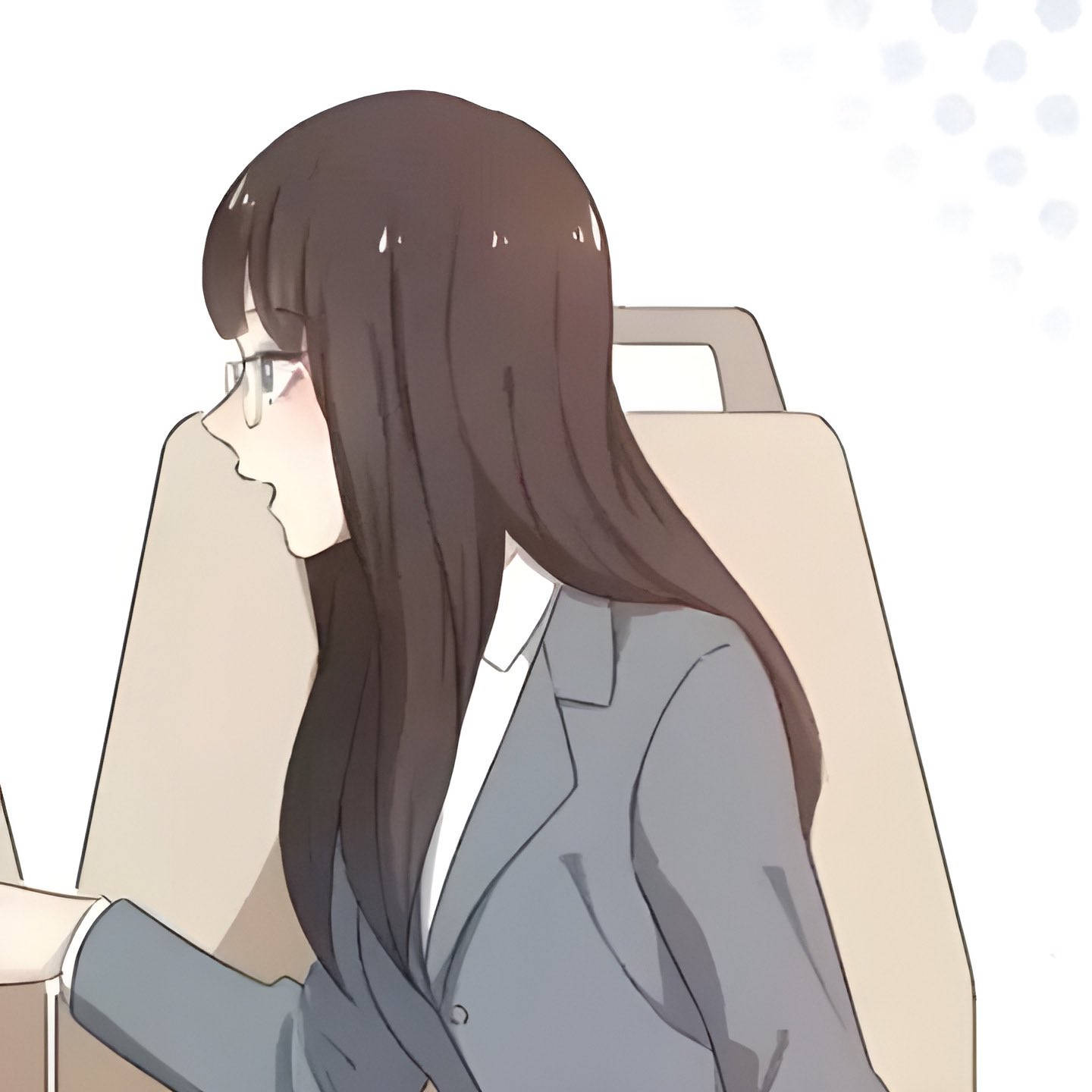 Anime girl, long dark hair, glasses, HD Desktop Wallpaper