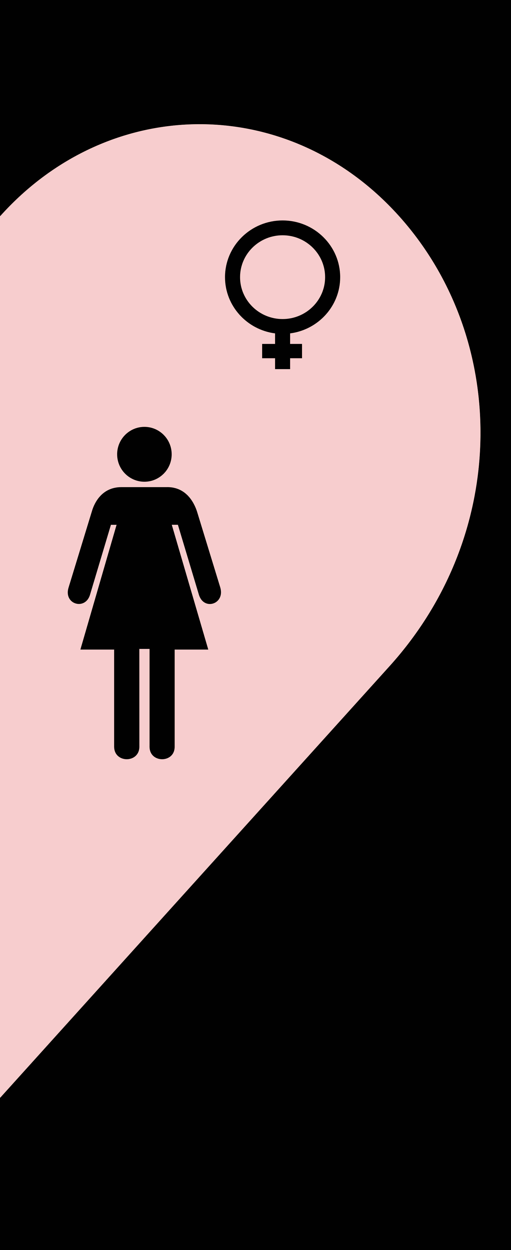 female symbol, gender icon, pink and black split background, 4K Phone Wallpaper