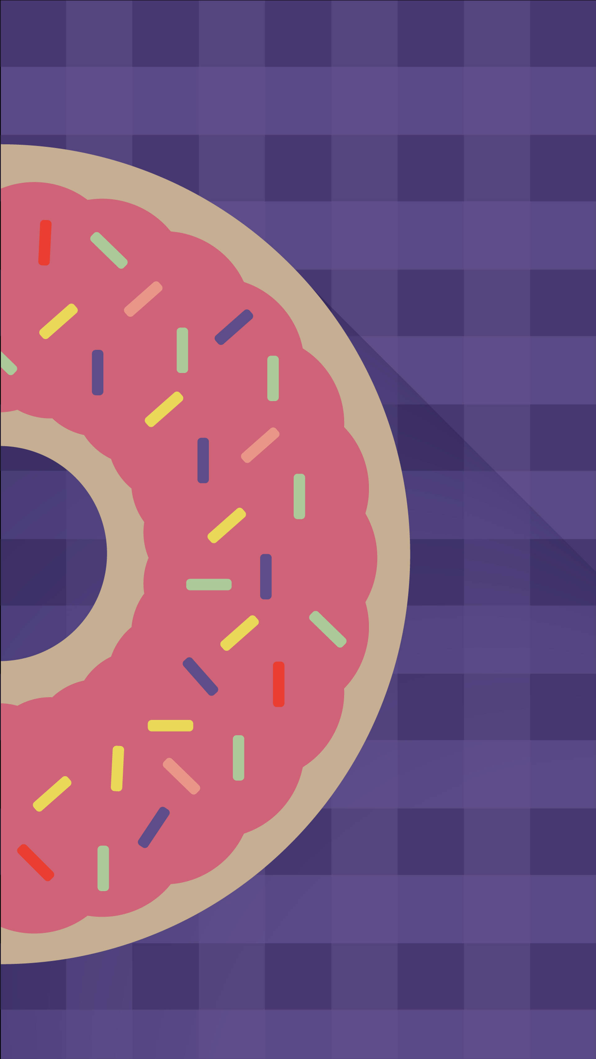 purple matching strawberry donut, pink frosted donut, colorful sprinkles, 2K Phone Wallpaper