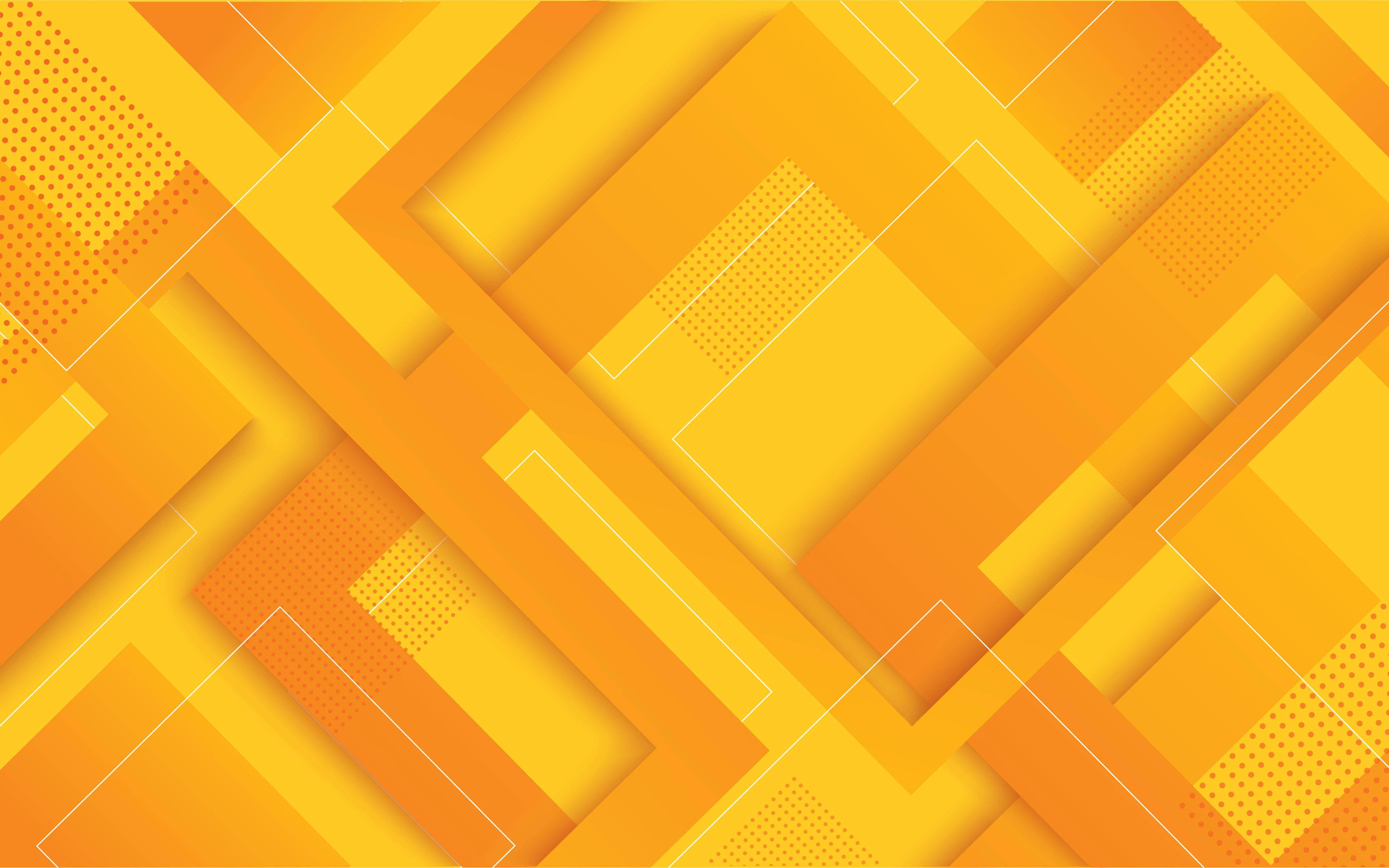 orange, yellow, abstract geometric pattern, 4K Desktop Wallpaper