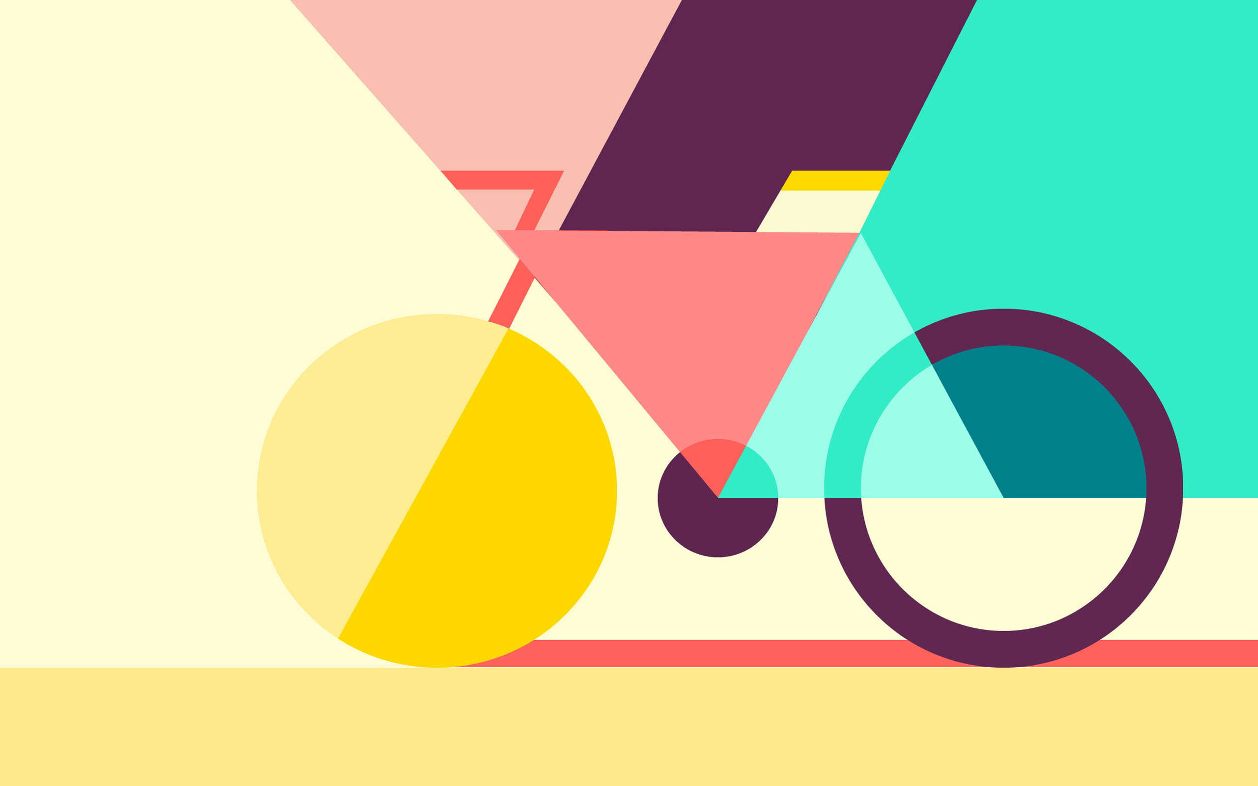 colorful abstract bicycle, pastel and vibrant colors, soft yellow background, 2K Desktop Wallpaper