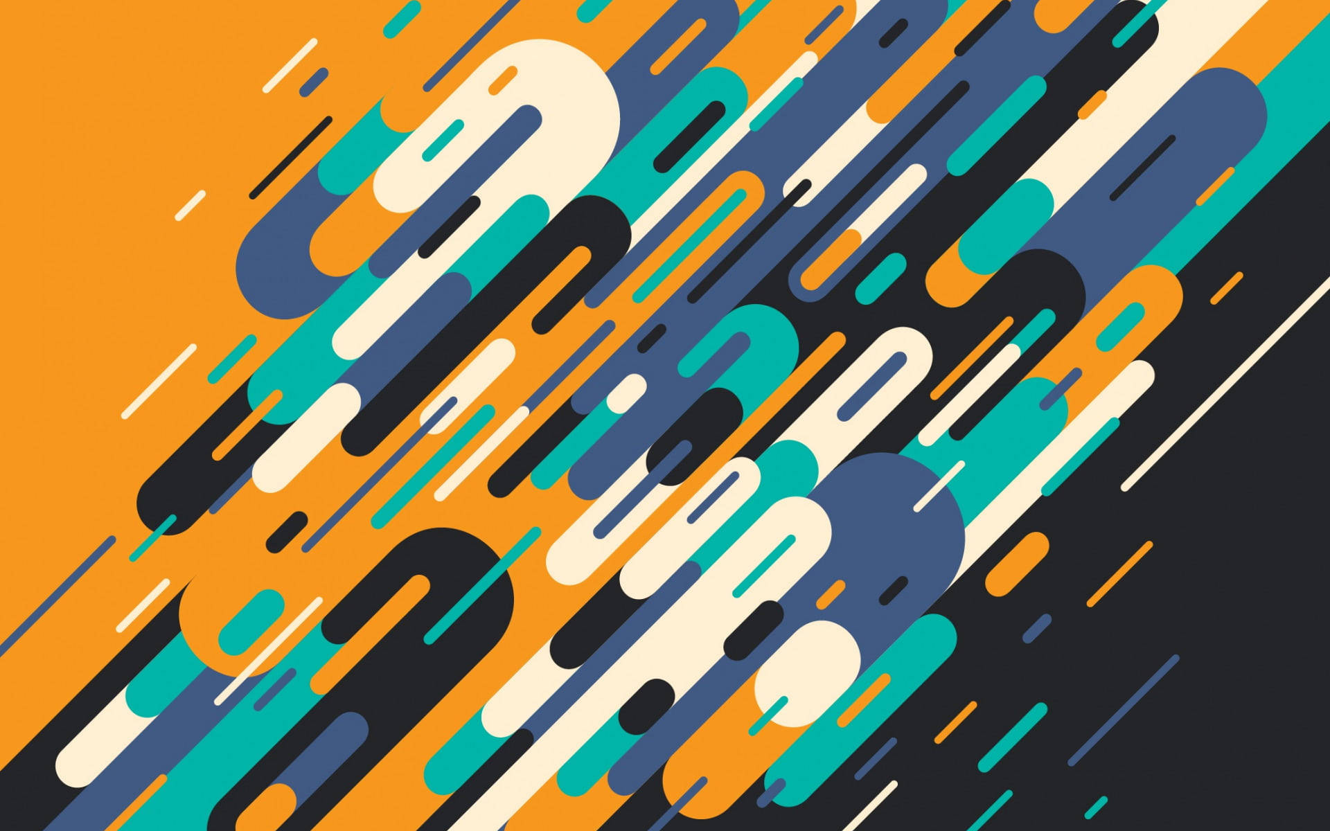 diagonal round shapes, teal blue, orange, Full HD Desktop Wallpaper