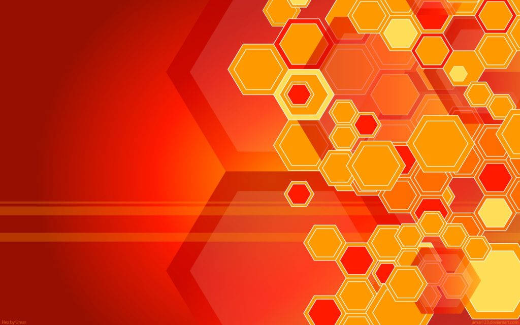 hexagon, fiery reds, oranges, SD Desktop Wallpaper