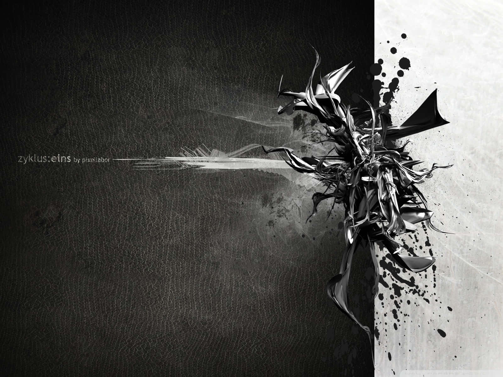 Standard Black And White Art Desktop, abstract black and white digital artwork, dynamic metallic explosion, HD Desktop Wallpaper