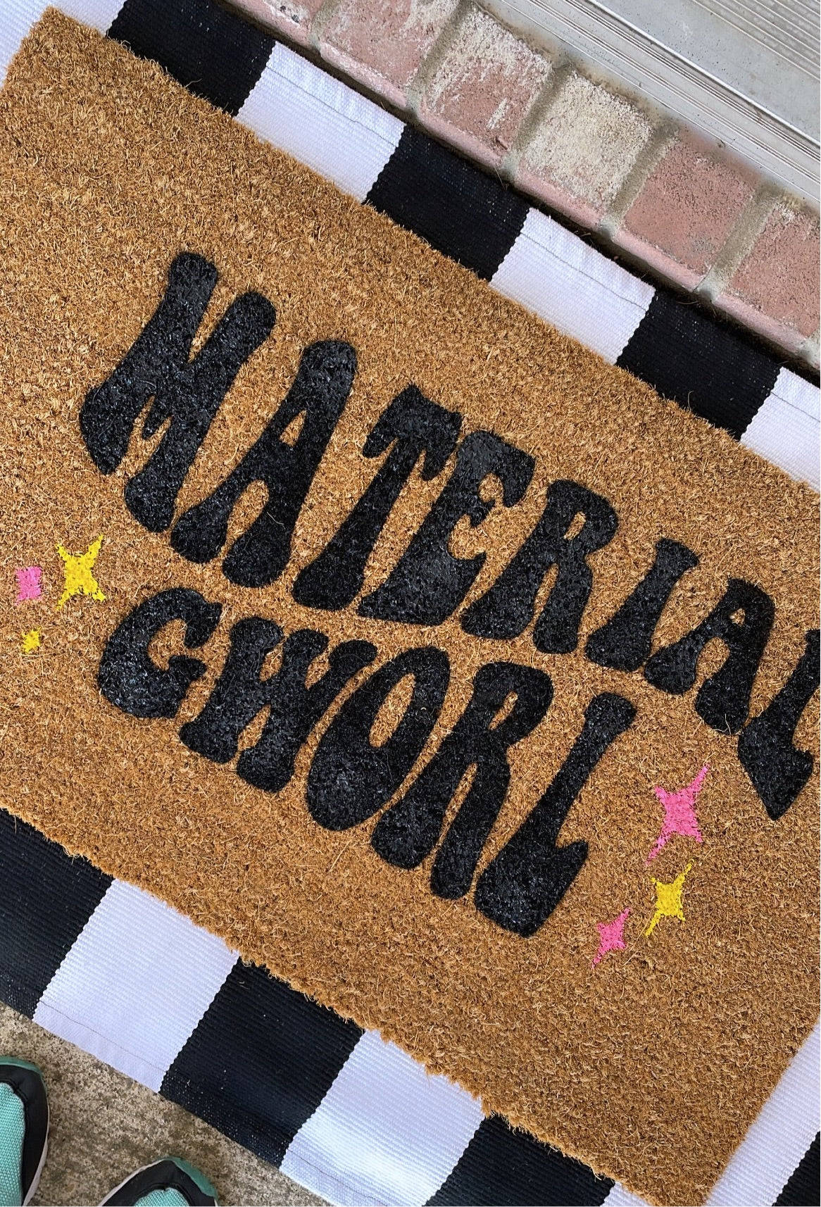 Material Gworl, coir doormat, black glitter text, HD Phone Wallpaper