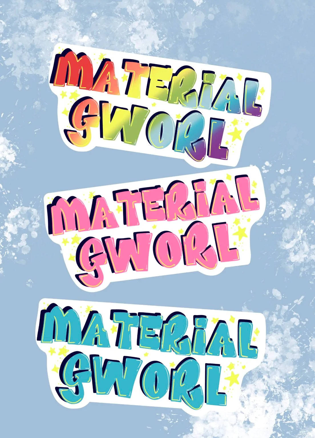 Material Gworl, rainbow gradient, star accents, HD Phone Wallpaper