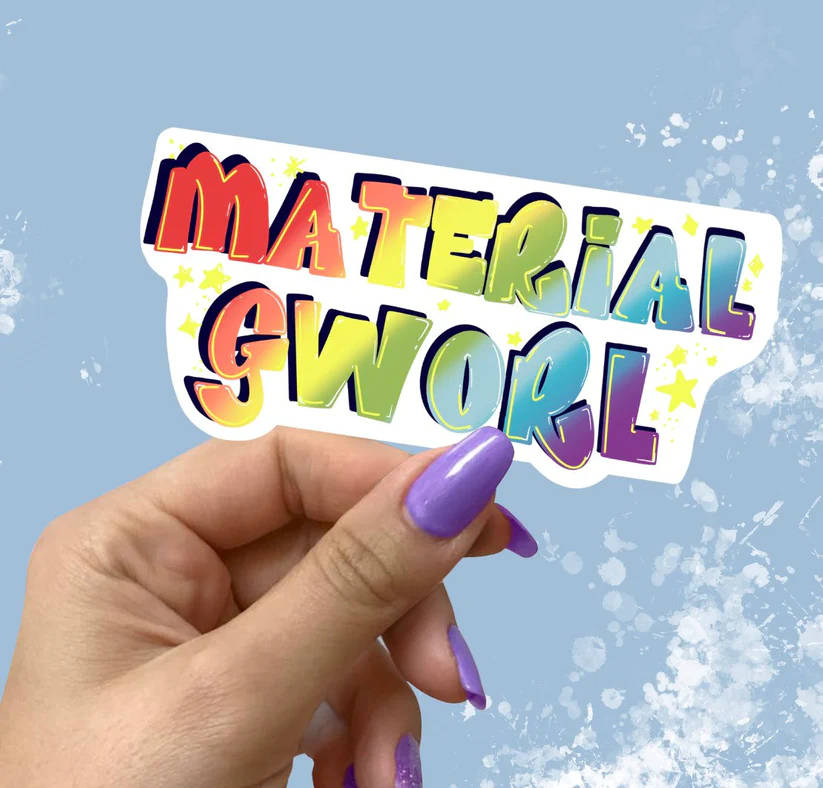 MATERIAL GWOBL, purple nails, rainbow gradient sticker, SD Desktop Wallpaper