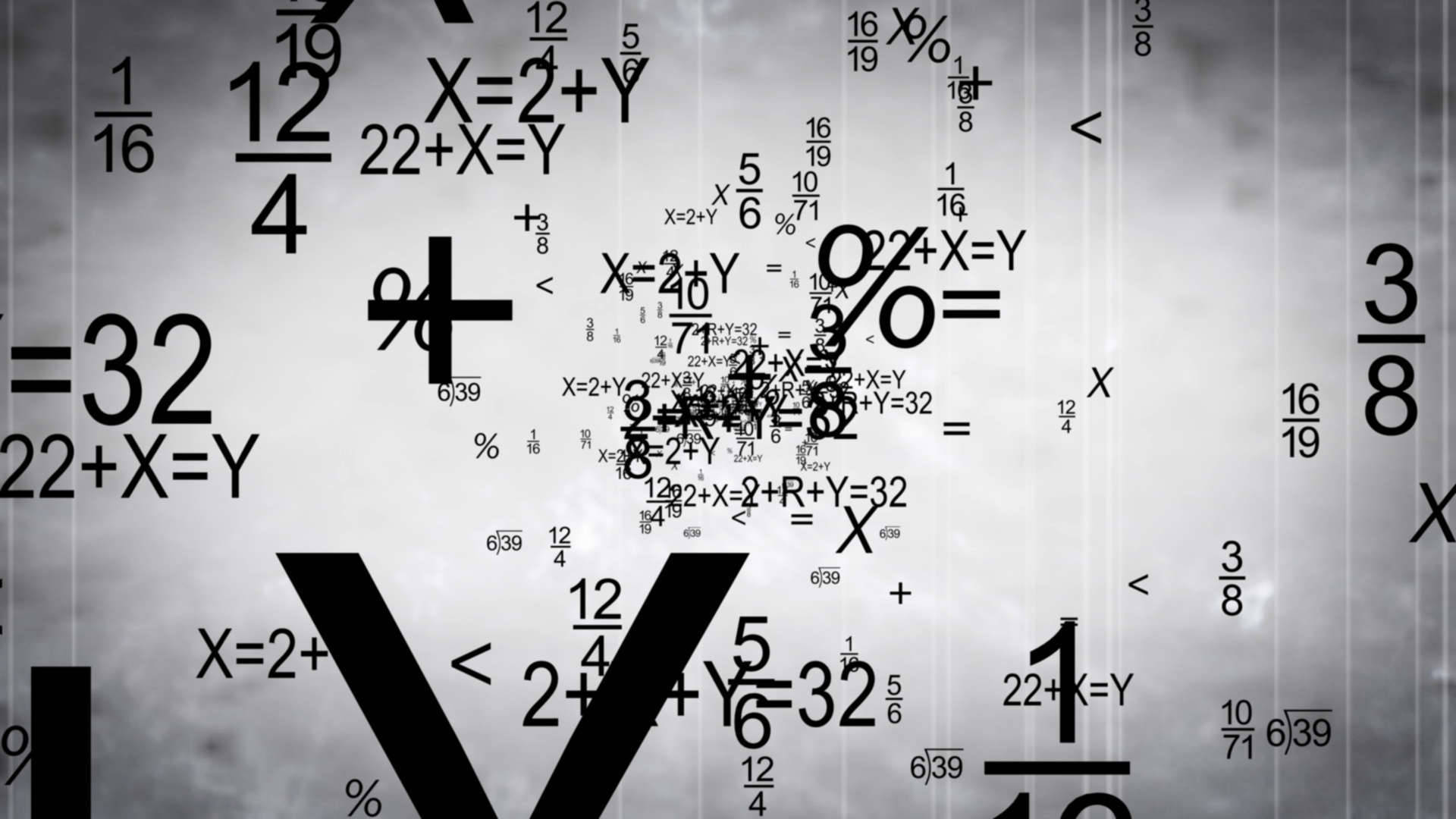mathematical equations, math symbols, cloudy gray sky, Full HD Desktop Wallpaper