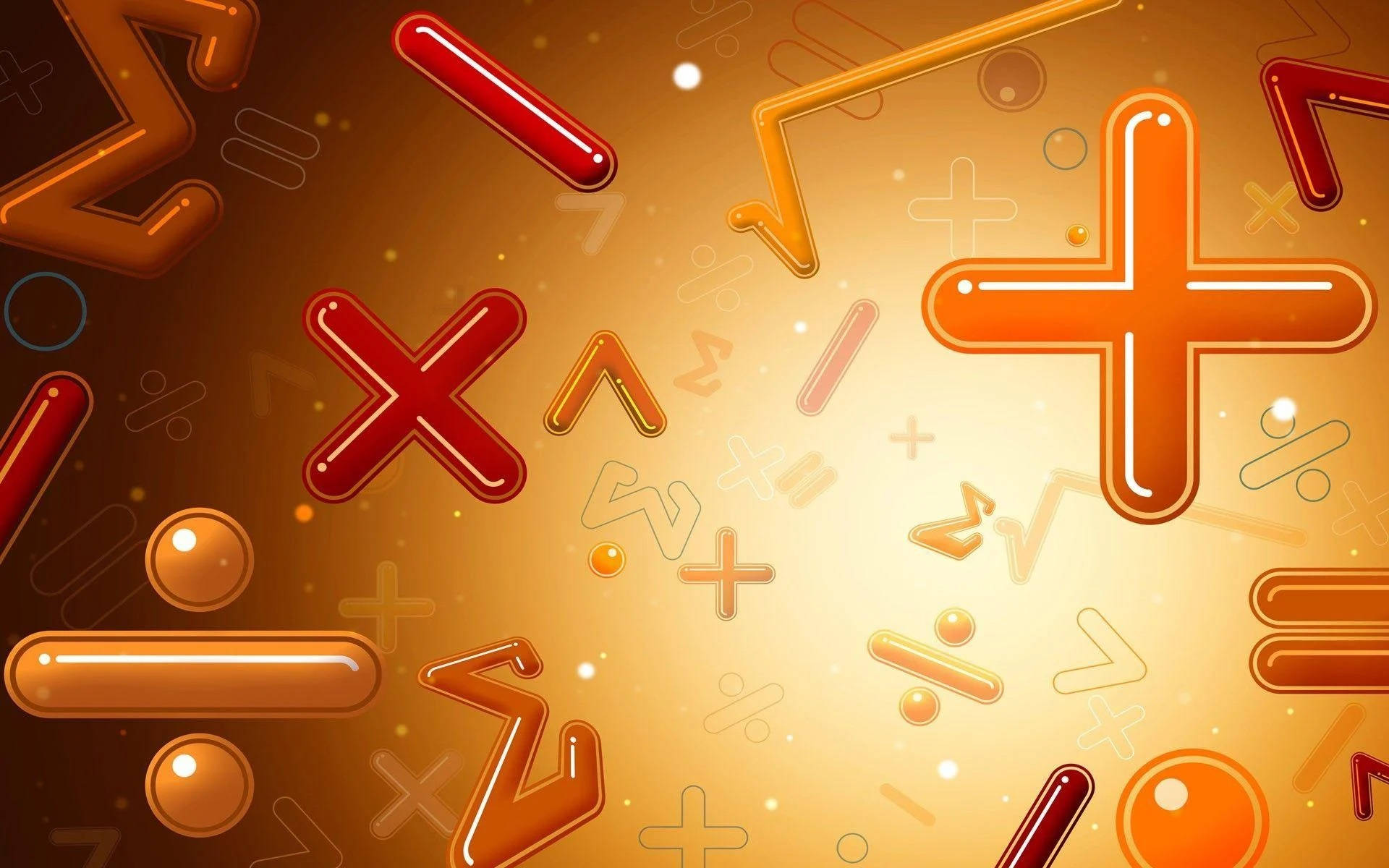 mathematics formula symbols, glossy 3d math symbols, warm golden light, Full HD Desktop Wallpaper