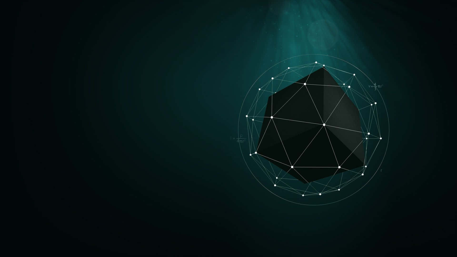 Cool Math, black geometric polyhedron, glowing white lines, Full HD Desktop Wallpaper