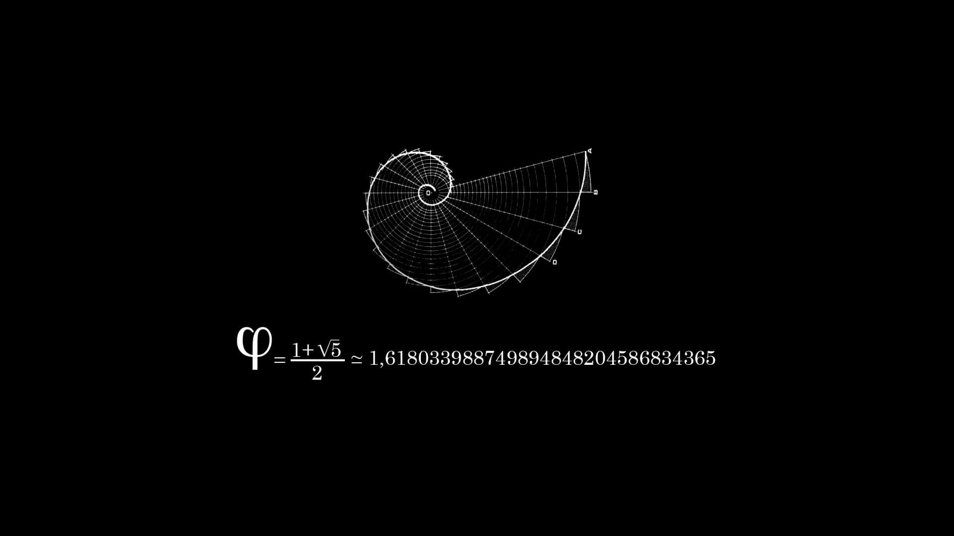 golden ratio, mathematical notation, white geometric spiral, Full HD Desktop Wallpaper