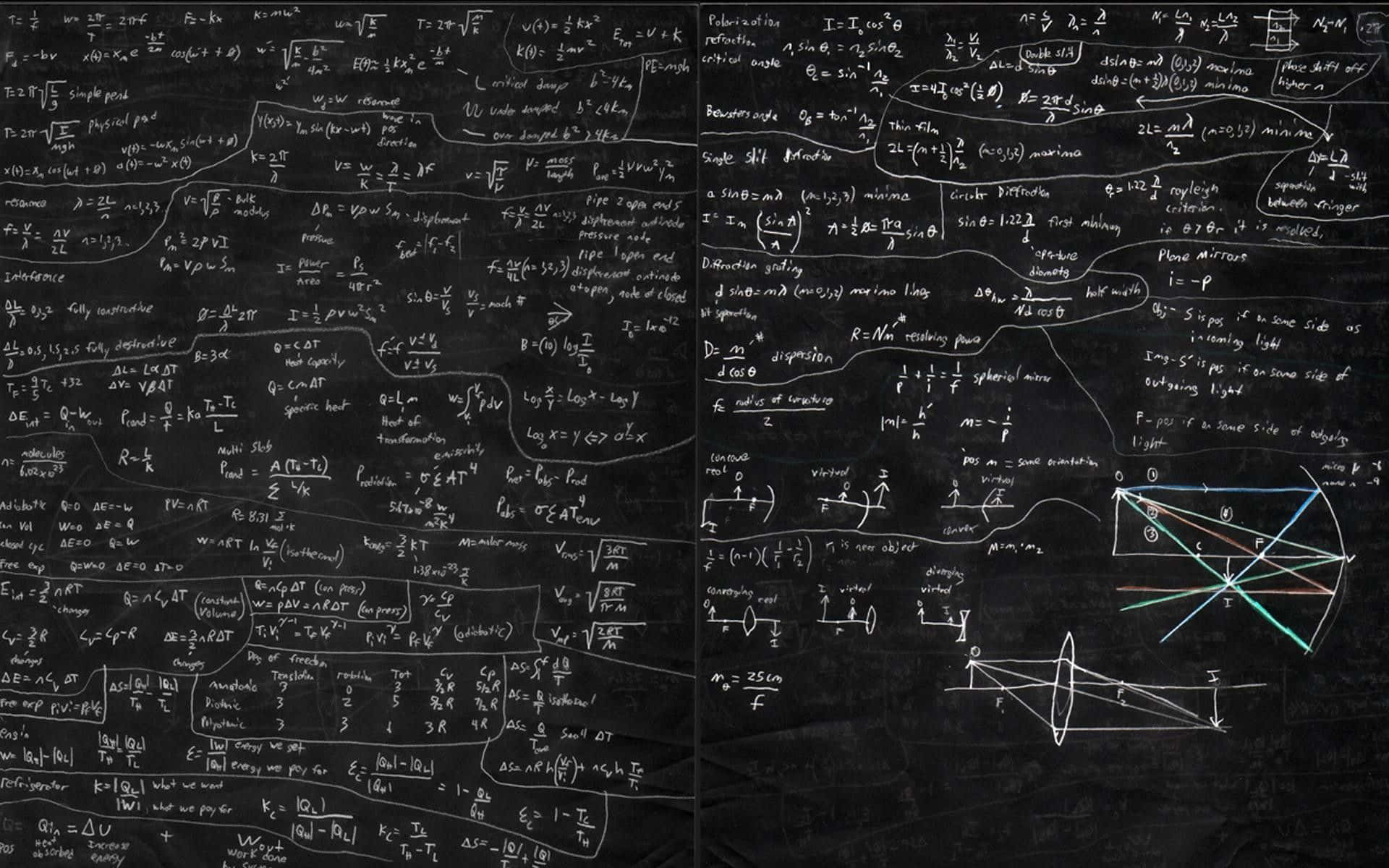 blackboard, formulas, physics equations, Full HD Desktop Wallpaper