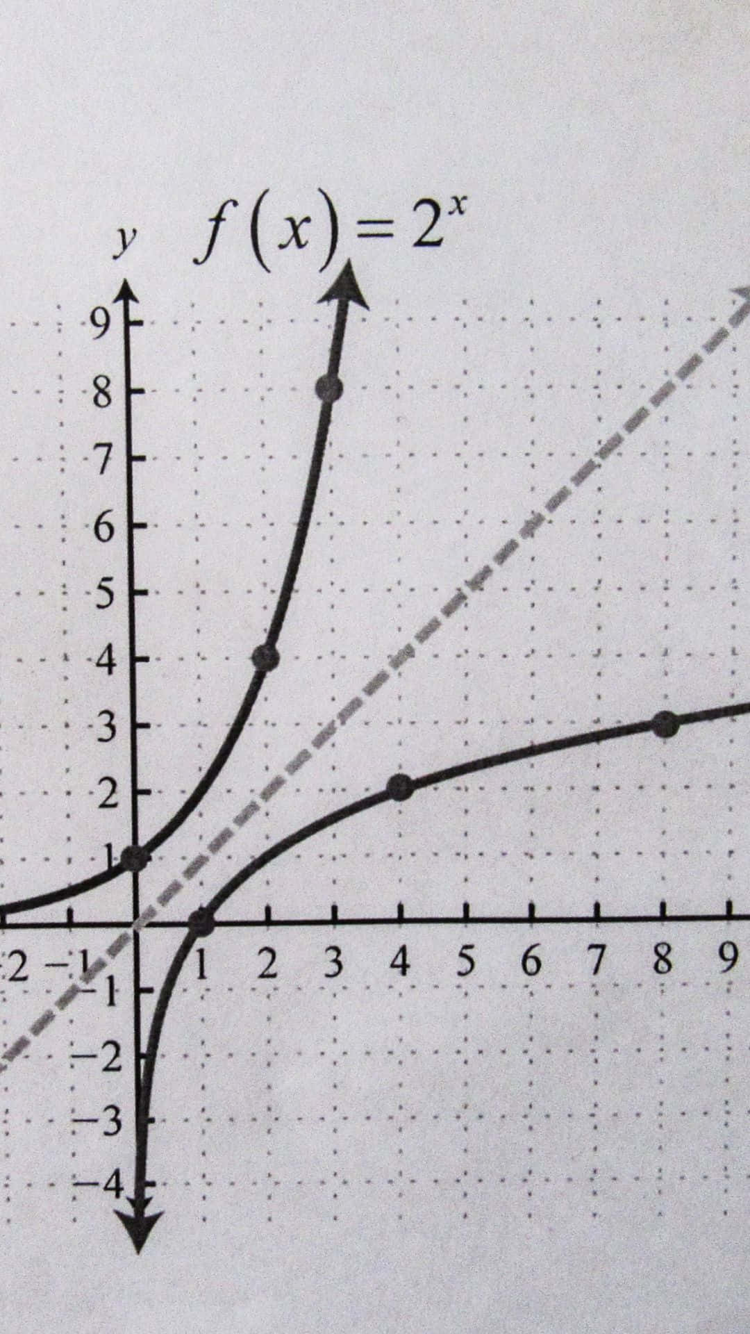 exponential function, f(x) = 2^x, grid, Full HD Phone Wallpaper