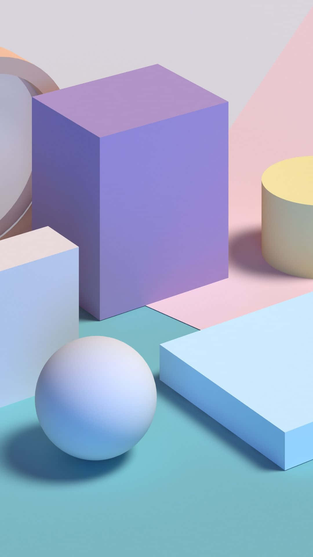 geometric shapes, pastel aesthetic, cubes, Full HD Phone Wallpaper