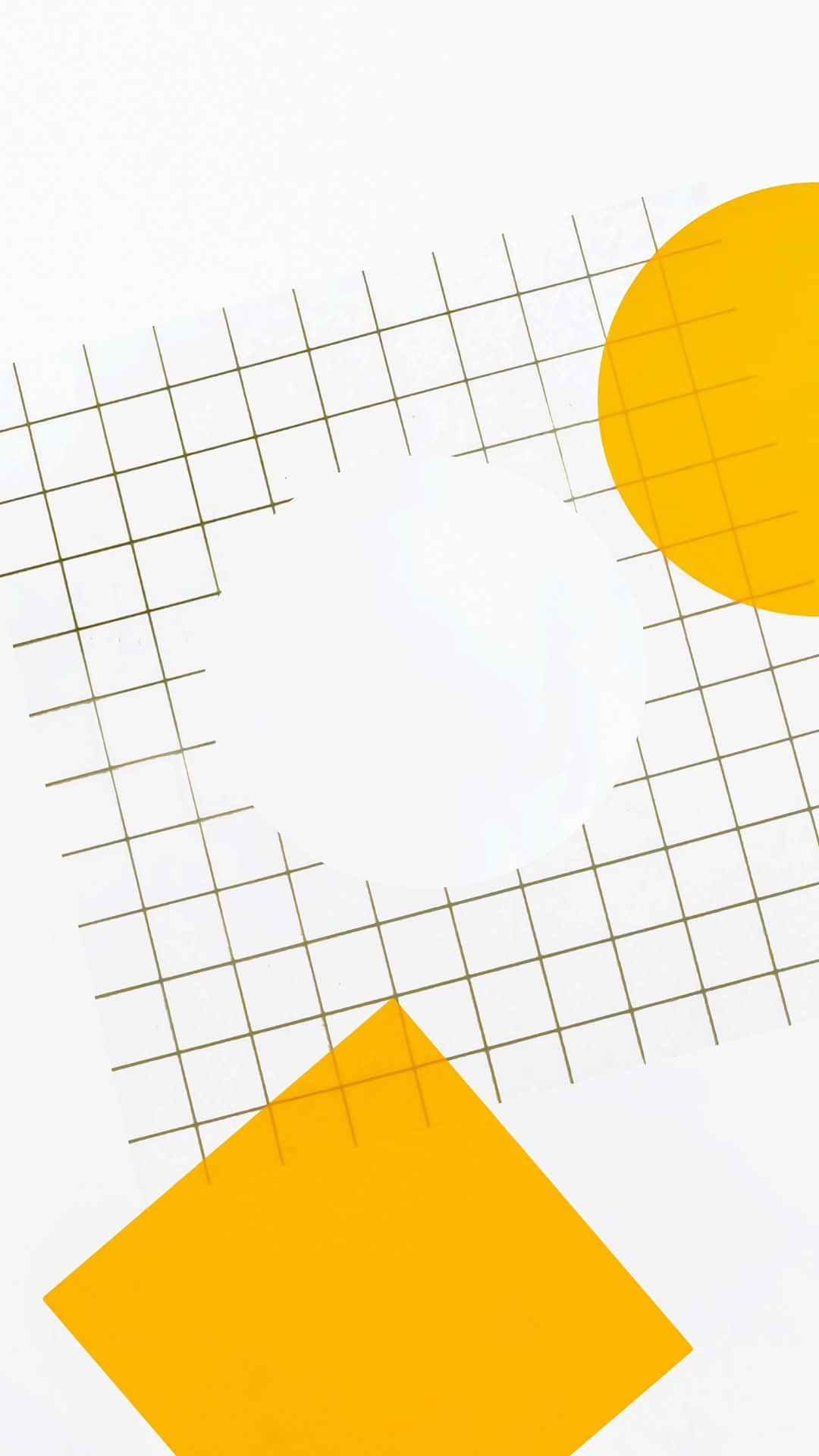 geometric abstraction art, yellow circle, diamond, Full HD Phone Wallpaper