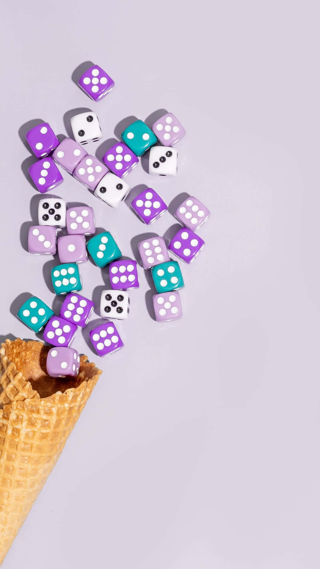 dice cone, purple teal, white, Full HD Phone Wallpaper
