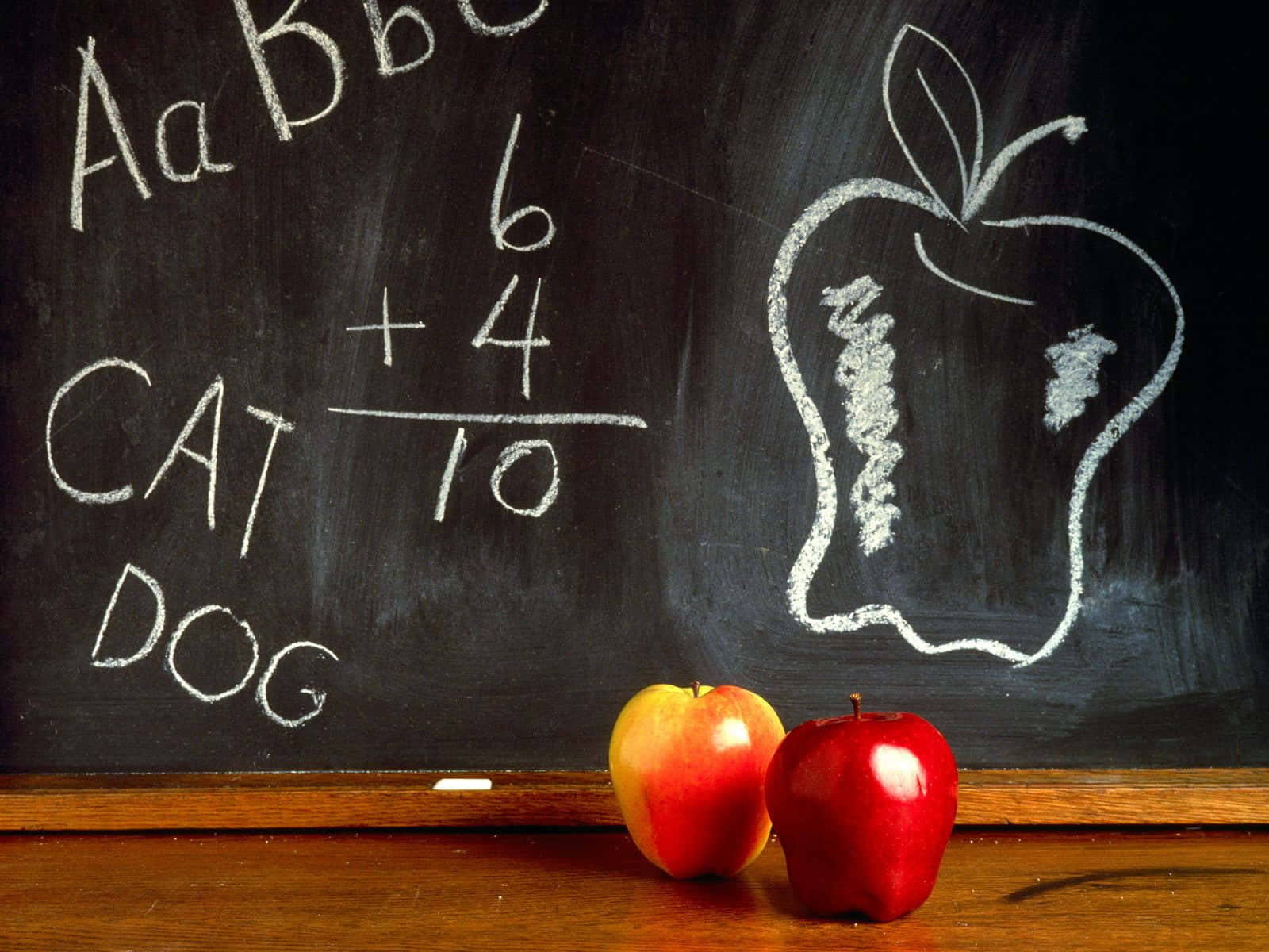 chalkboard, letters math, drawn apple, HD Desktop Wallpaper