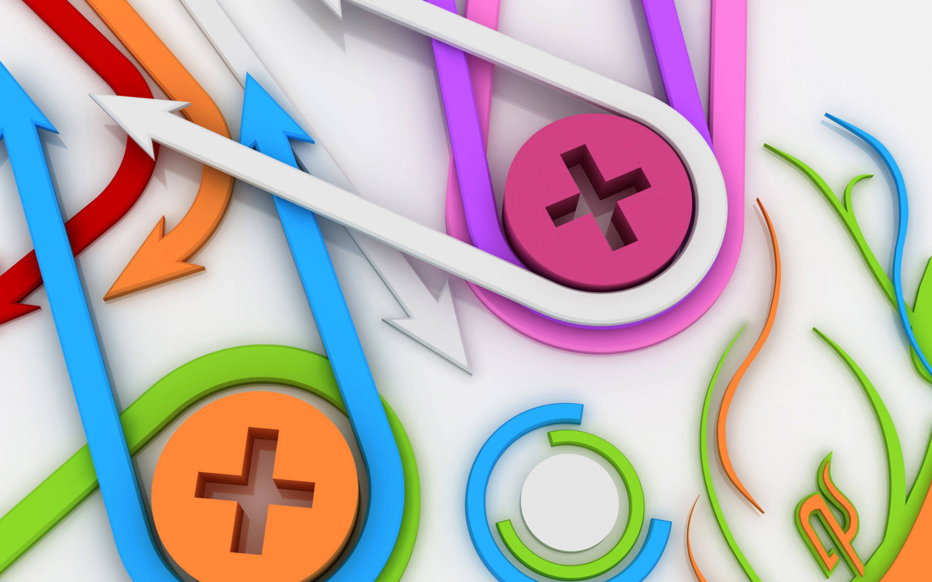 Mathematics Vector Art, 3d-rendered arrows, plus buttons, Full HD Desktop Wallpaper