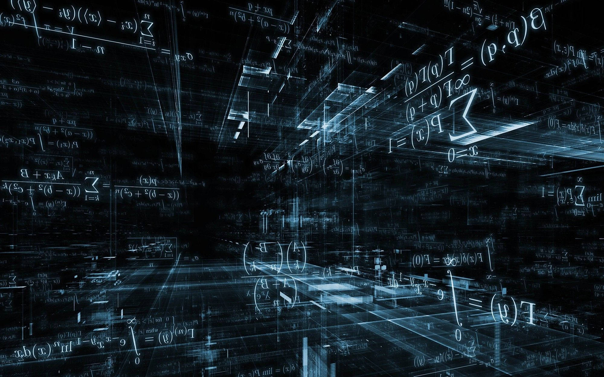 isometric, mathematical equations, cyan, Full HD Desktop Wallpaper