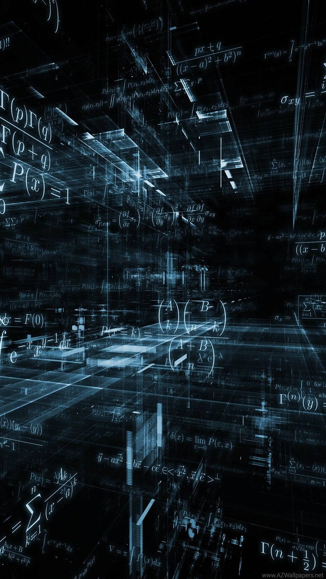 holographic math equations, cool blue, dark digital void, Full HD Phone Wallpaper