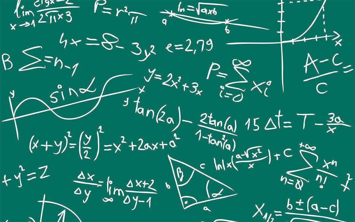 green chalkboard, white chalk, mathematical equations, SD Desktop Wallpaper