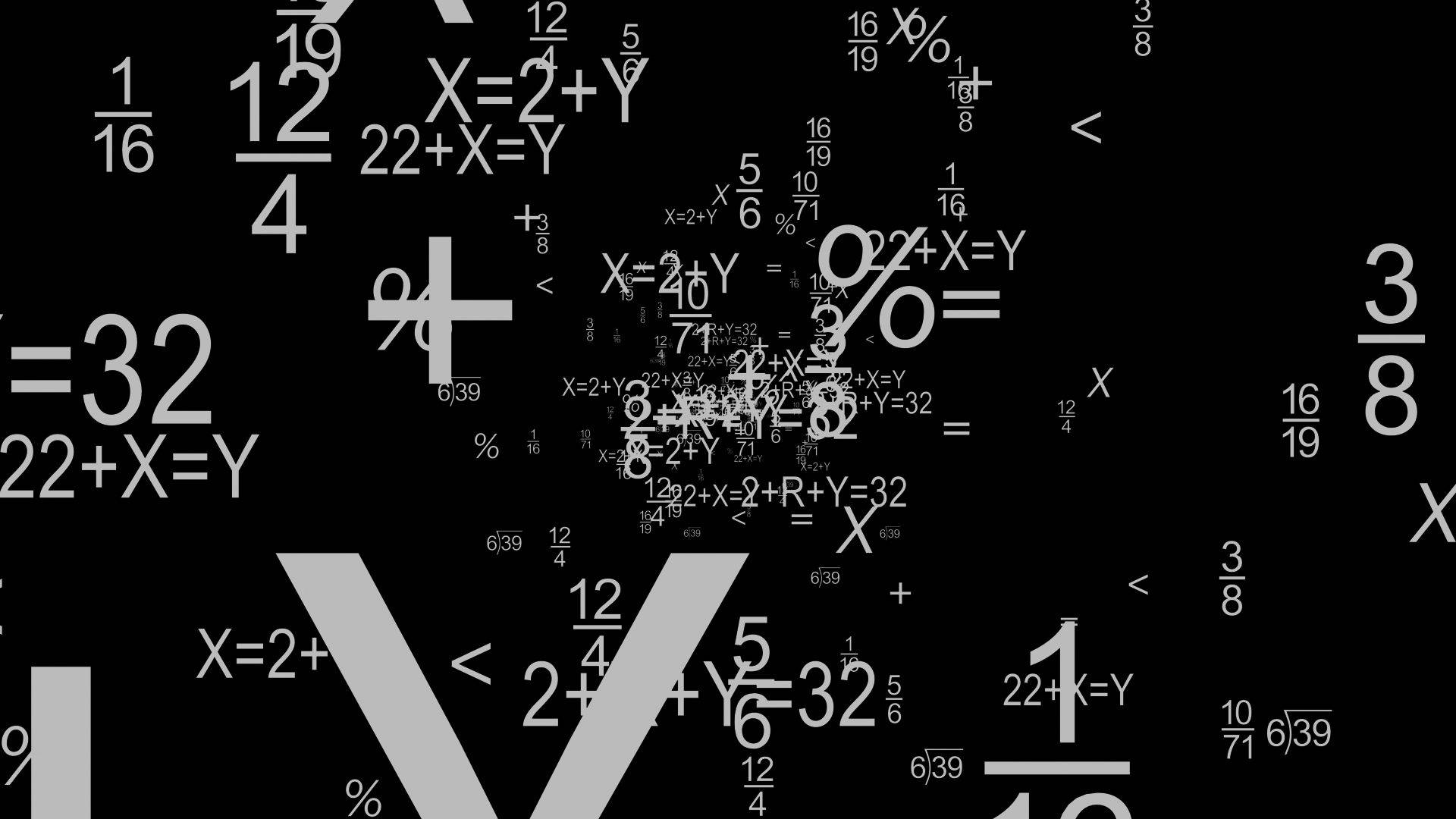 abstract monochrome math, white mathematical equations, symbols, Full HD Desktop Wallpaper