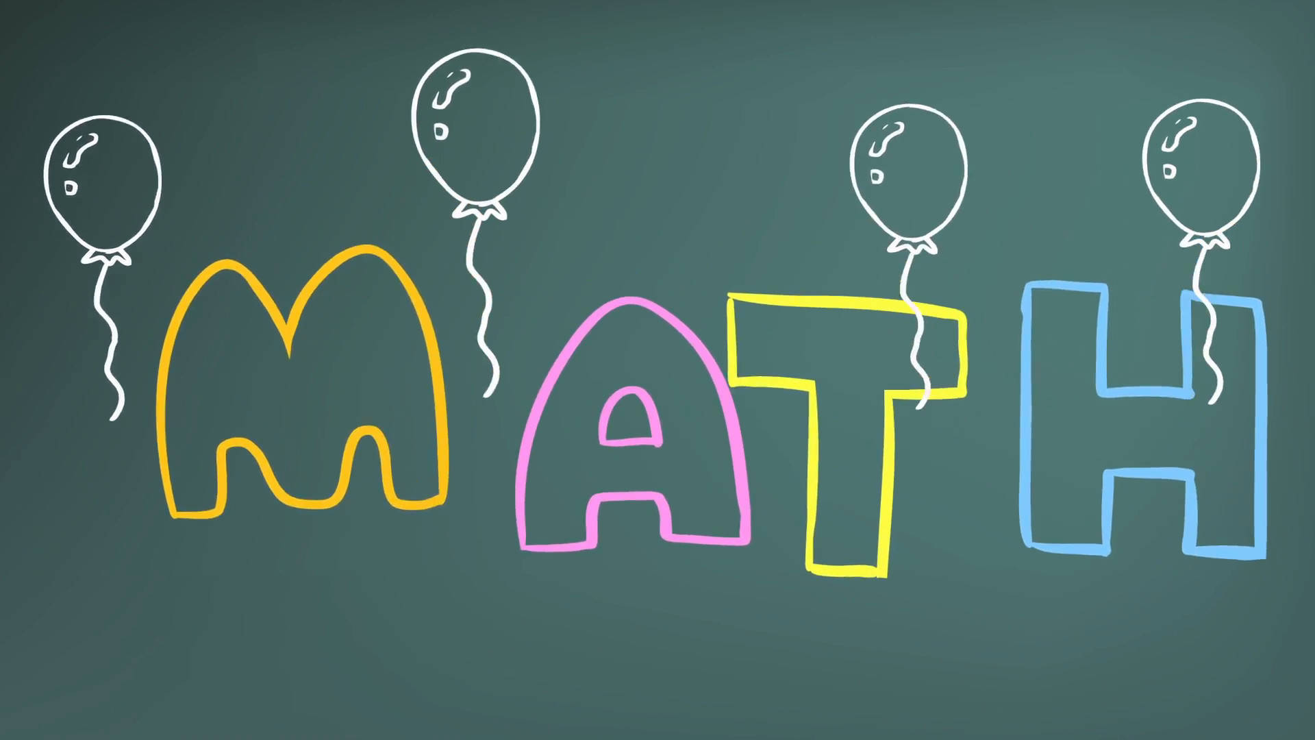 math, colorful chalk letters, green chalkboard, Full HD Desktop Wallpaper