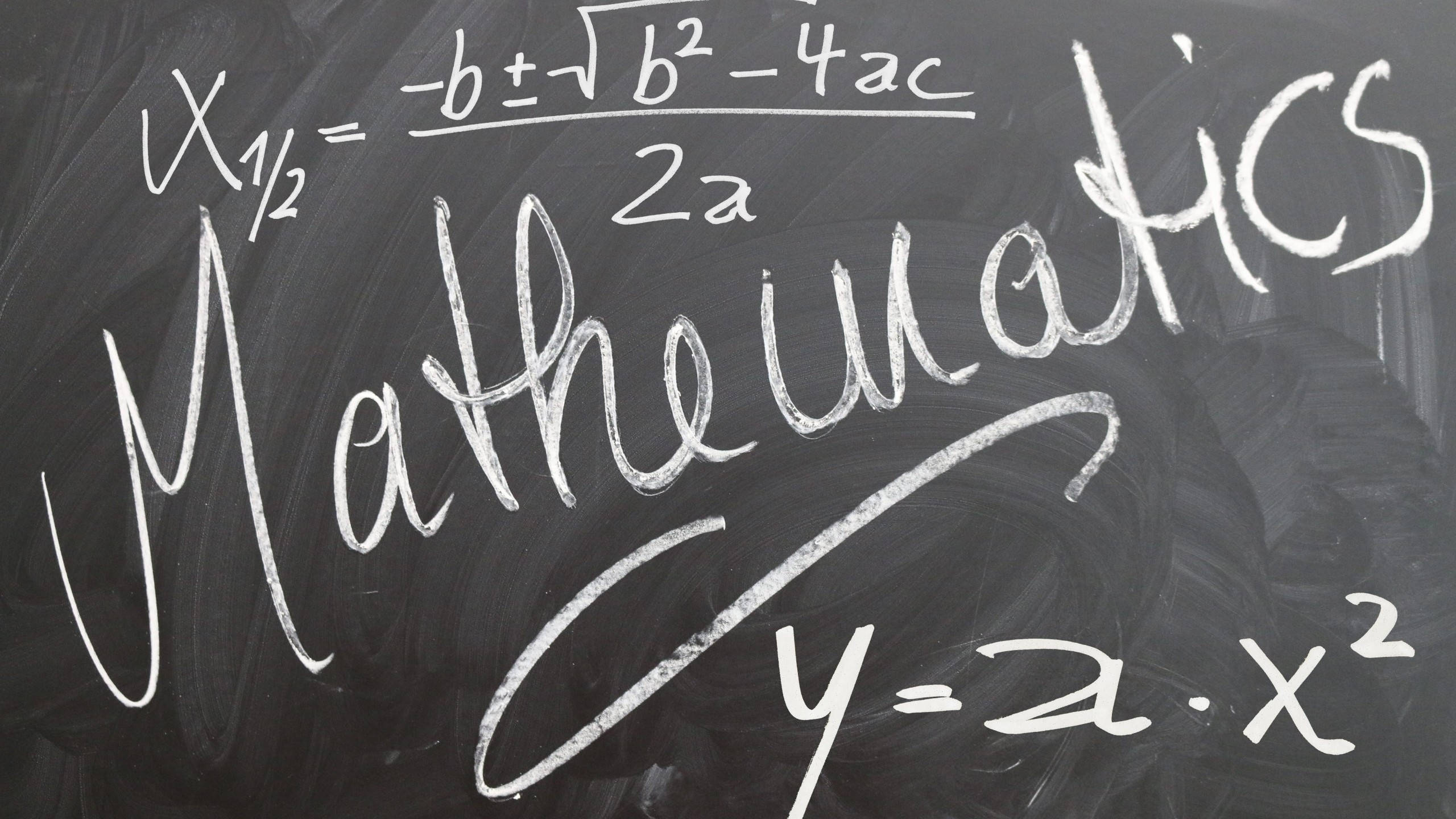 mathematics, black chalkboard, white chalk, 2K Desktop Wallpaper