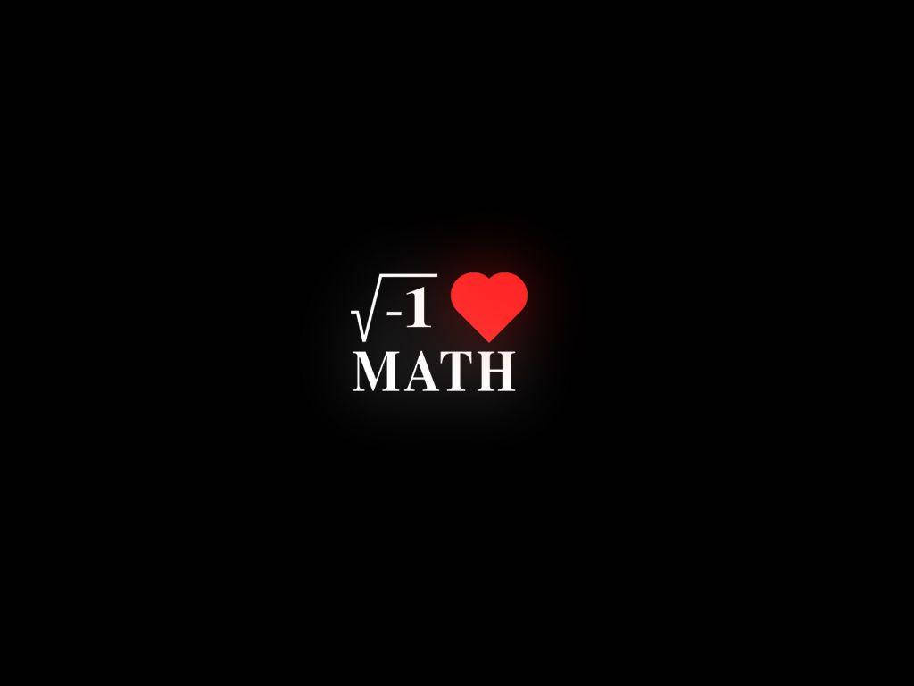 Mathematics, glowing red heart, letter I, SD Desktop Wallpaper