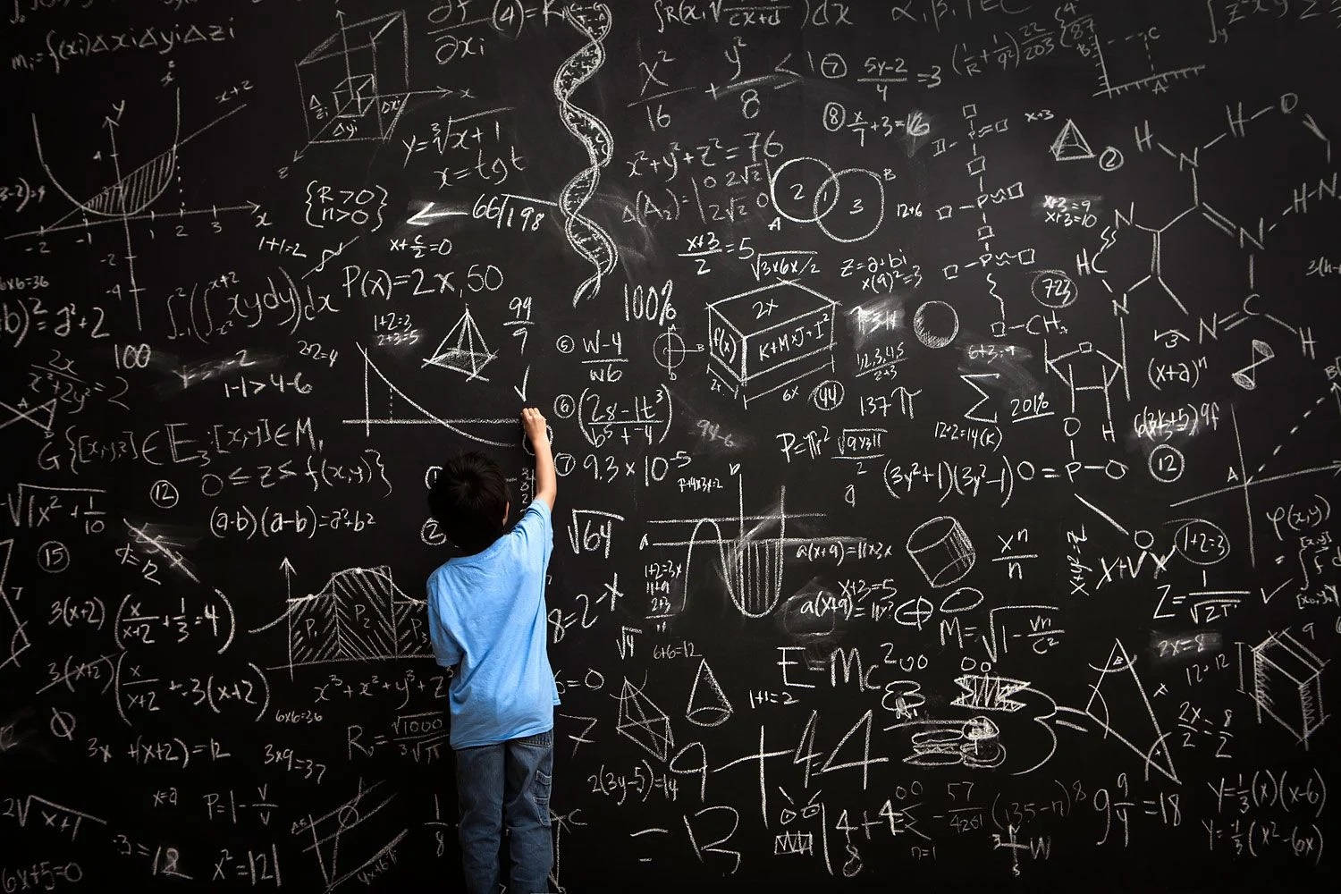 Mathematics, boy, blue shirt, HD Desktop Wallpaper