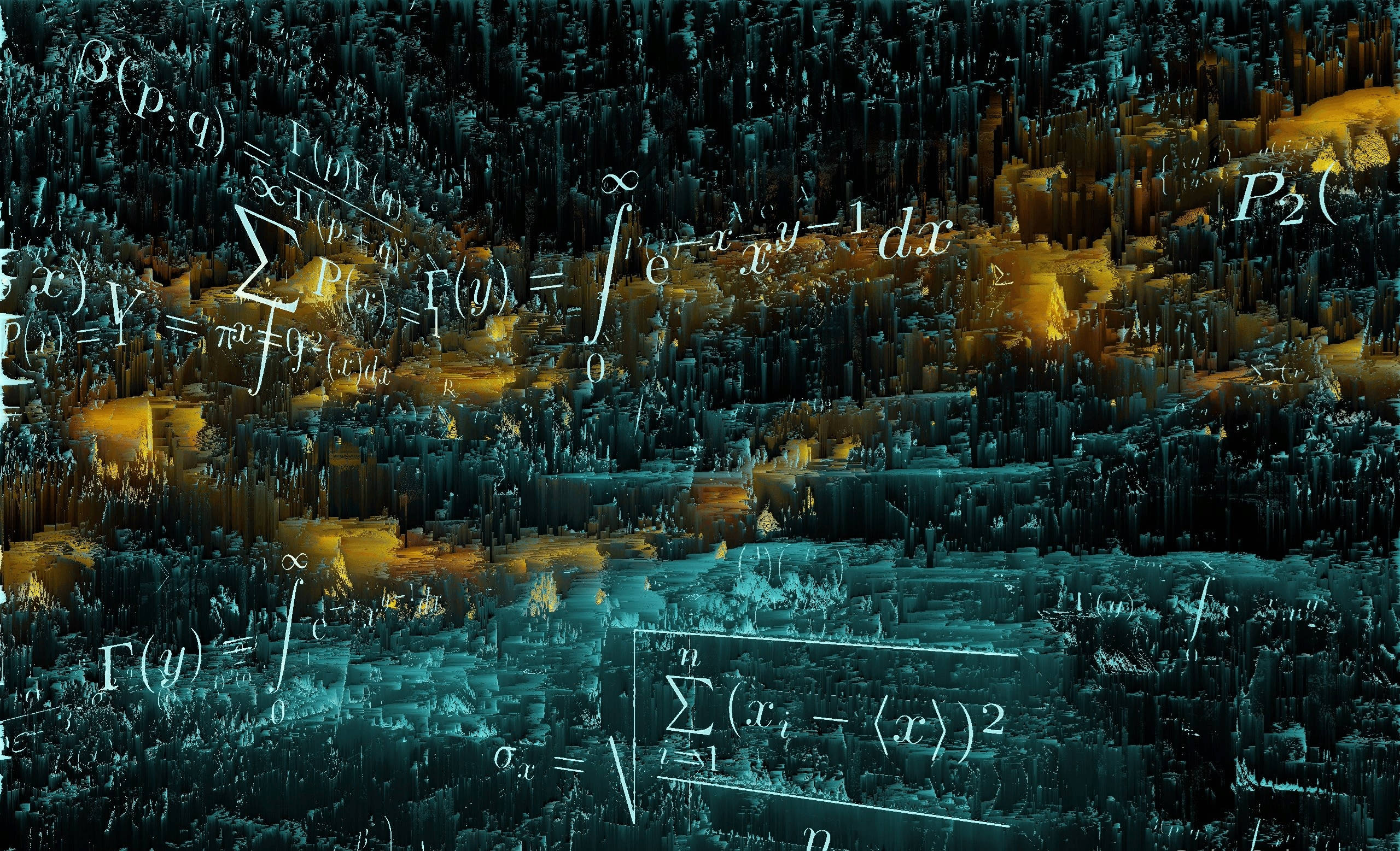 mathematics, calculus, glowing mathematical equations, 2K Desktop Wallpaper