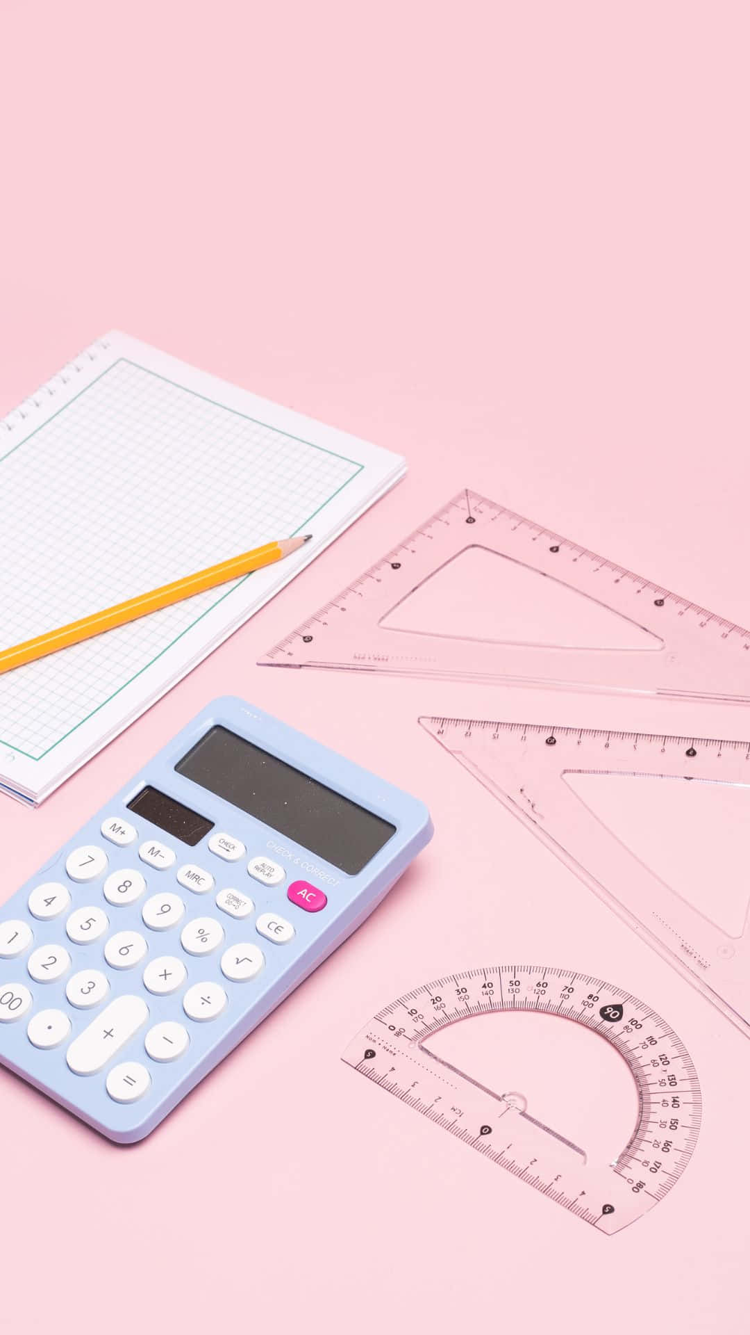 Mathematics, pastel pink, light blue calculator, Full HD Phone Wallpaper