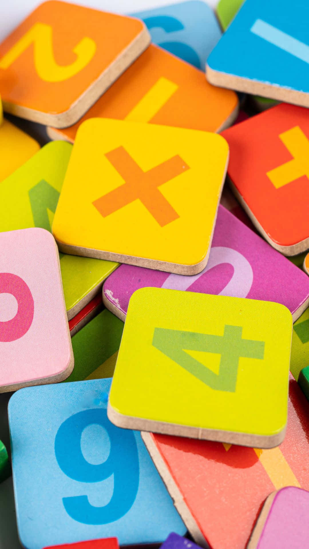 colorful wooden blocks, numbers, math symbols, Full HD Phone Wallpaper