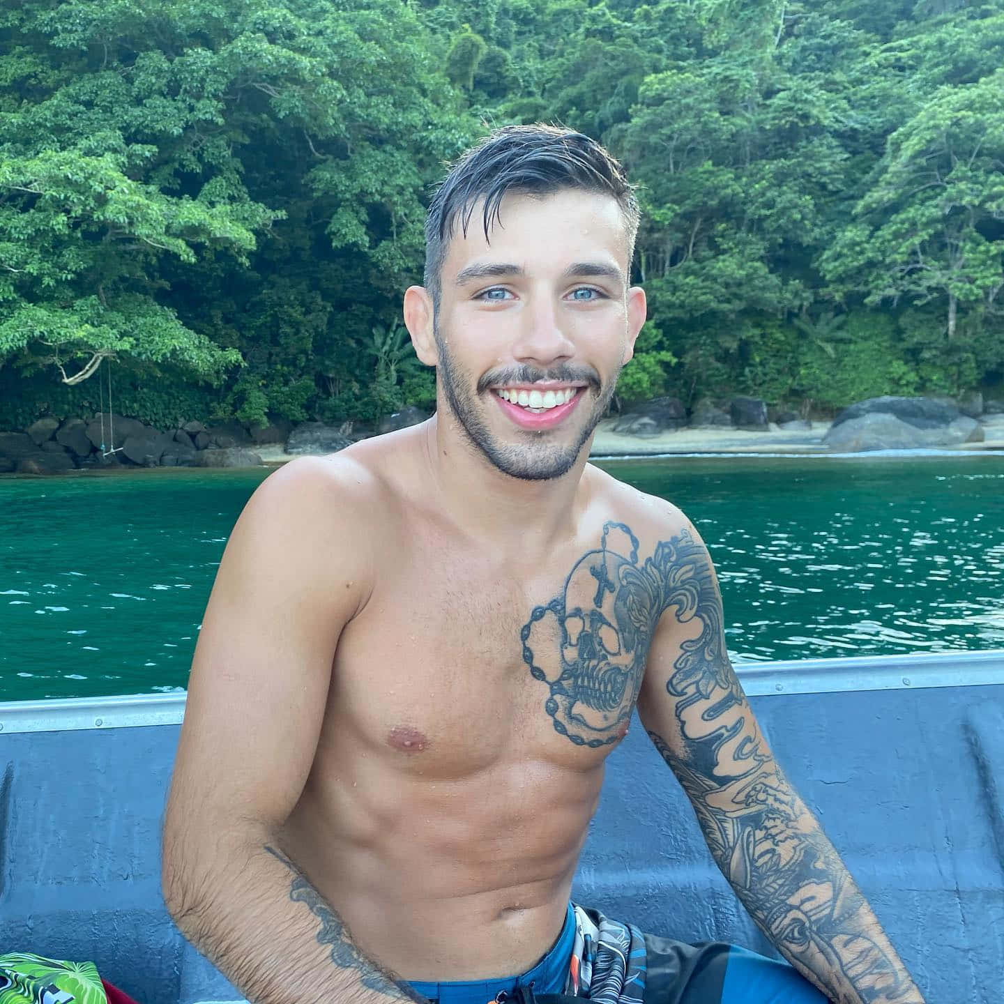 Matheus Nicolau, boat, turquoise water, HD Desktop Wallpaper